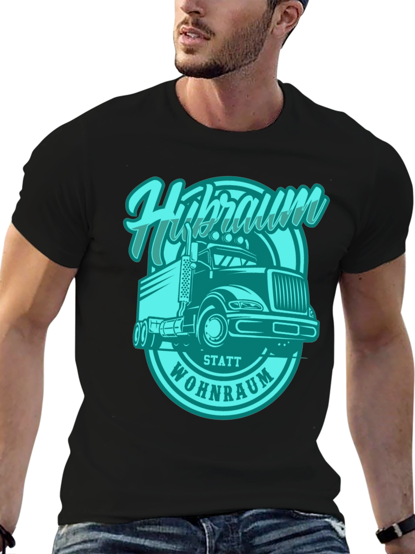Trucker T-Shirt - Hibraum Statt Wohnraum - Black