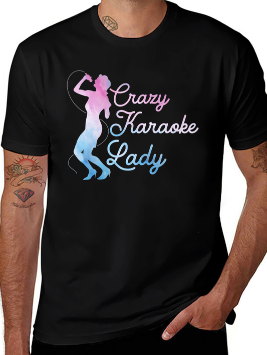 Crazy Karaoke Lady Graphic Tee Shirt
