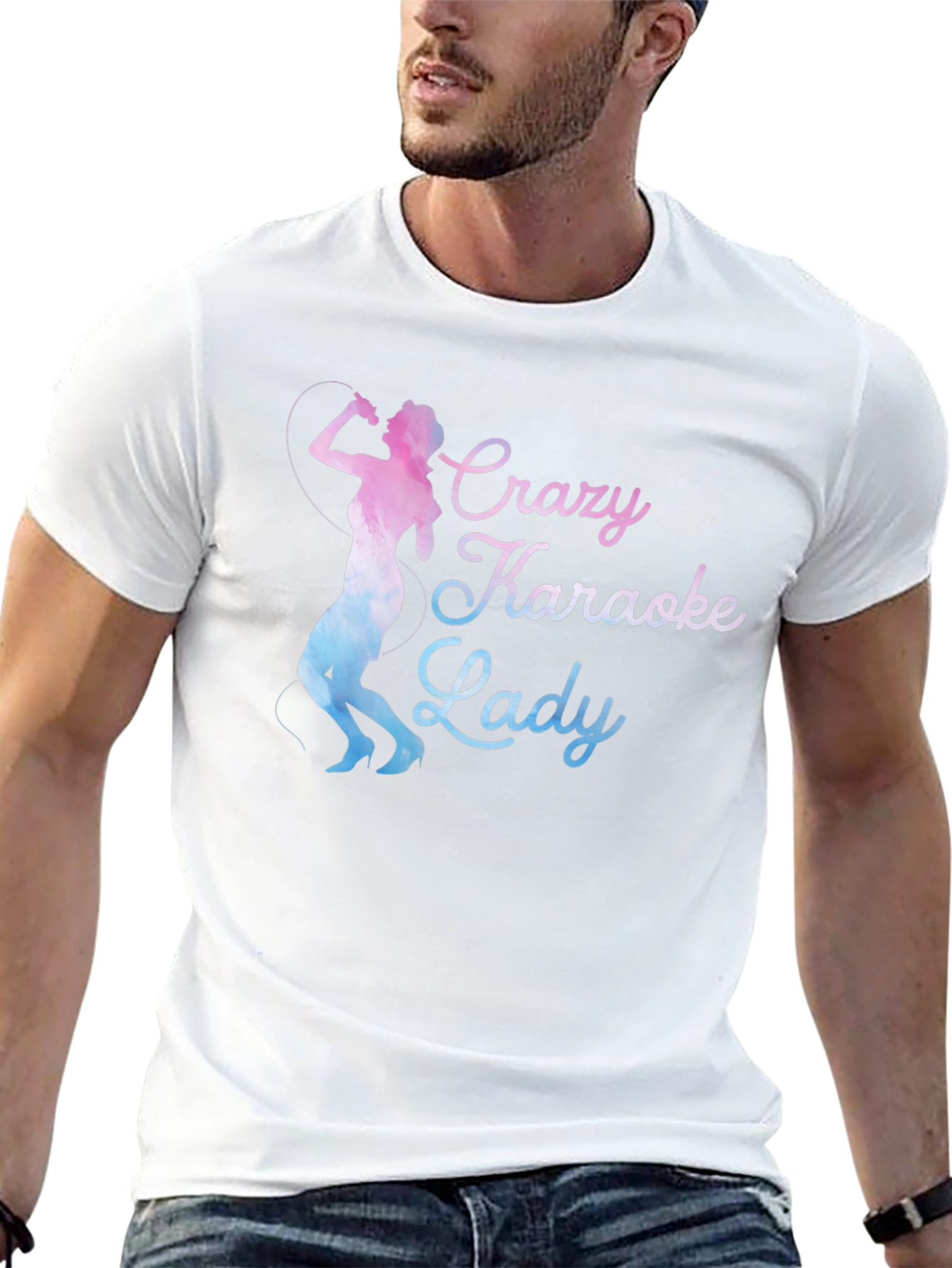 Crazy Karaoke Lady Graphic Tee Shirt