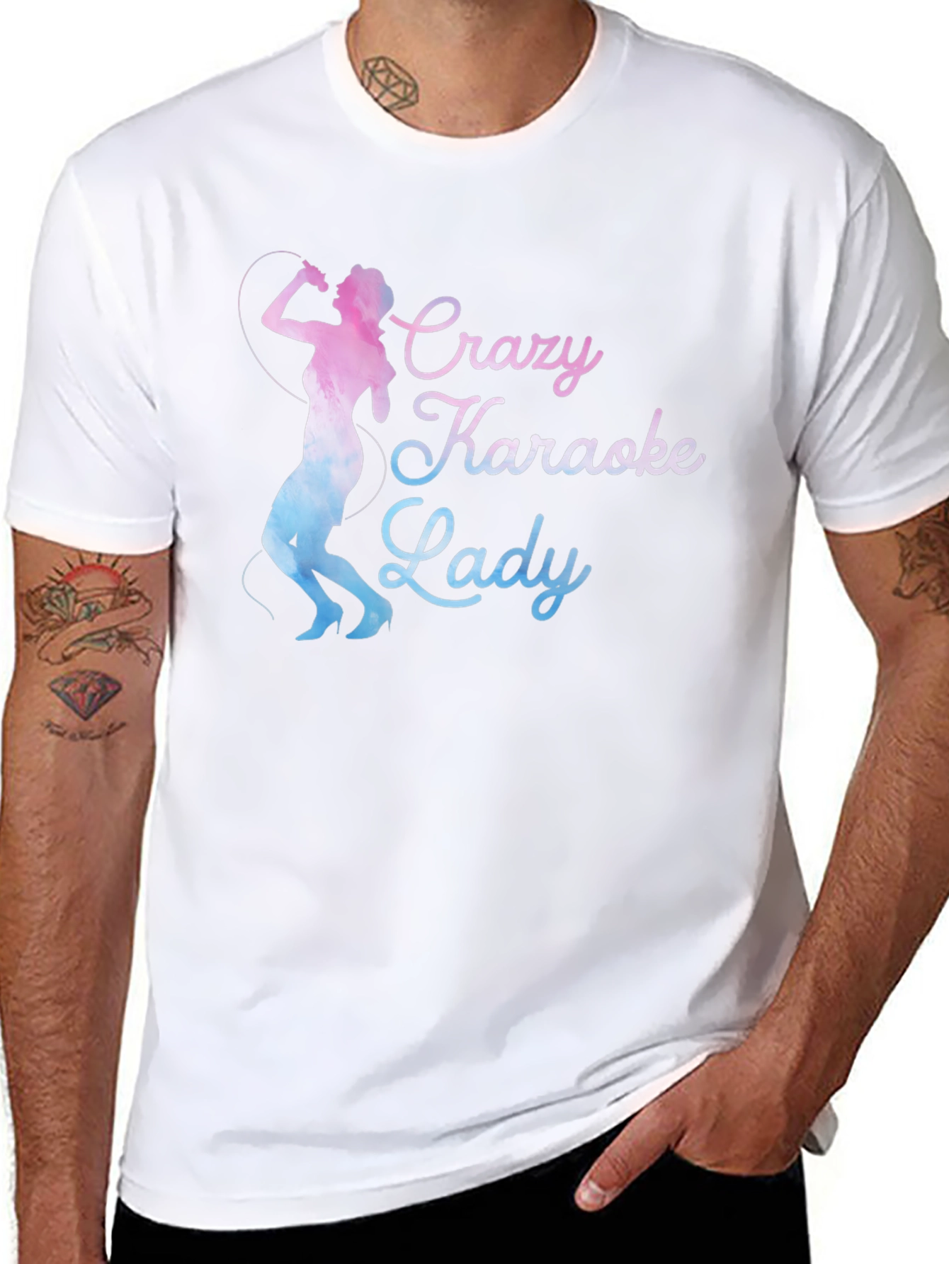Crazy Karaoke Lady Graphic Tee Shirt