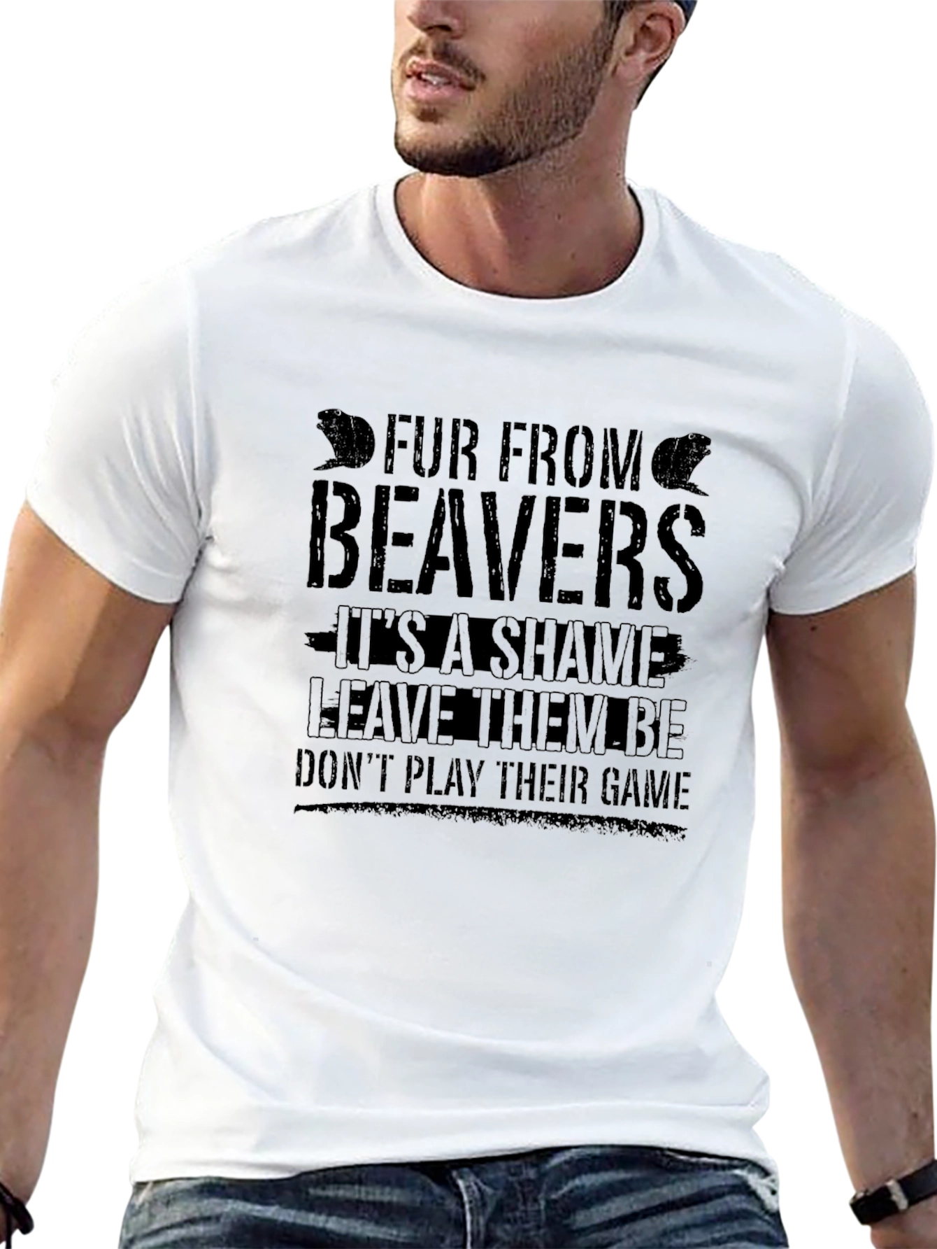 Fur From Beavers Black Graphic T-Shirt