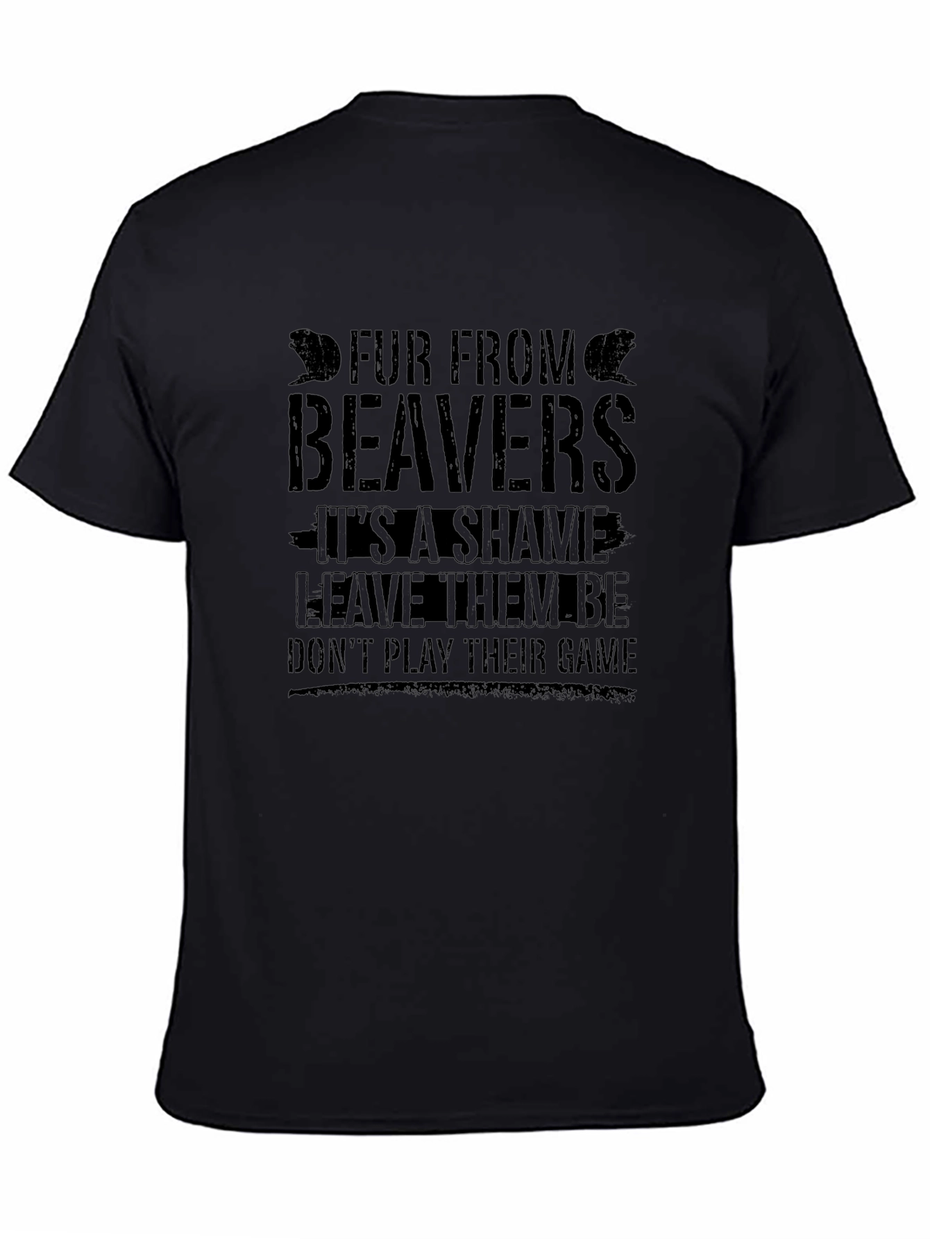 Fur From Beavers Black Graphic T-Shirt