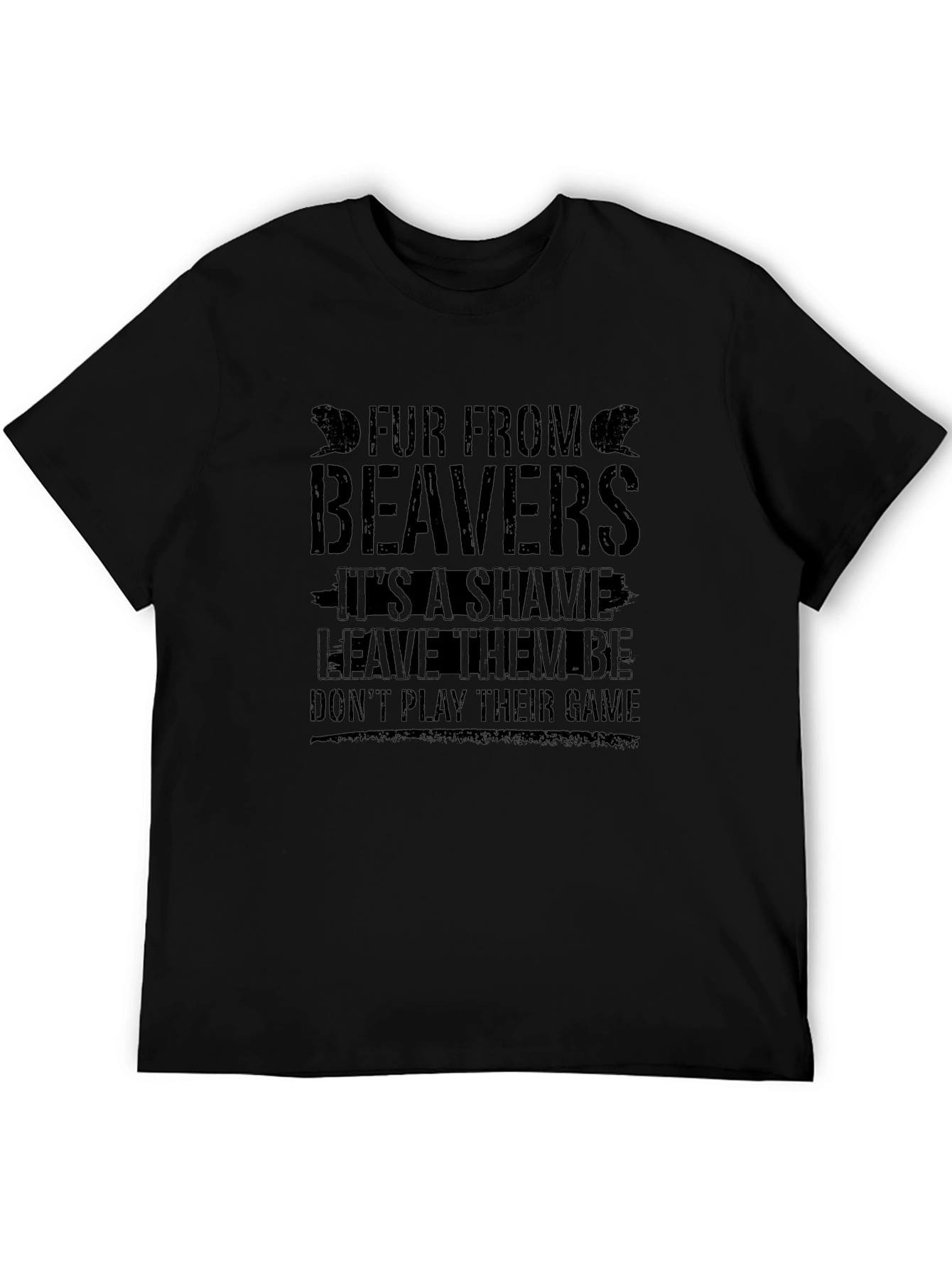 Fur From Beavers Black Graphic T-Shirt