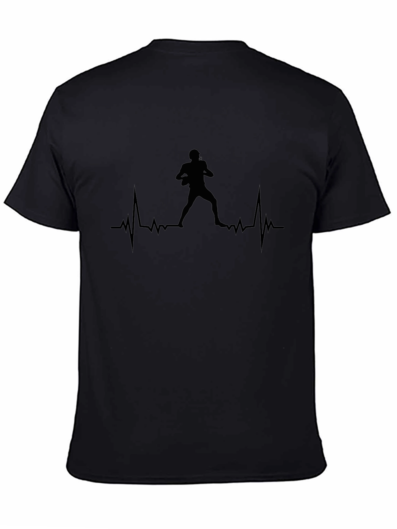 Football Heartbeat T-Shirt - Black Jersey