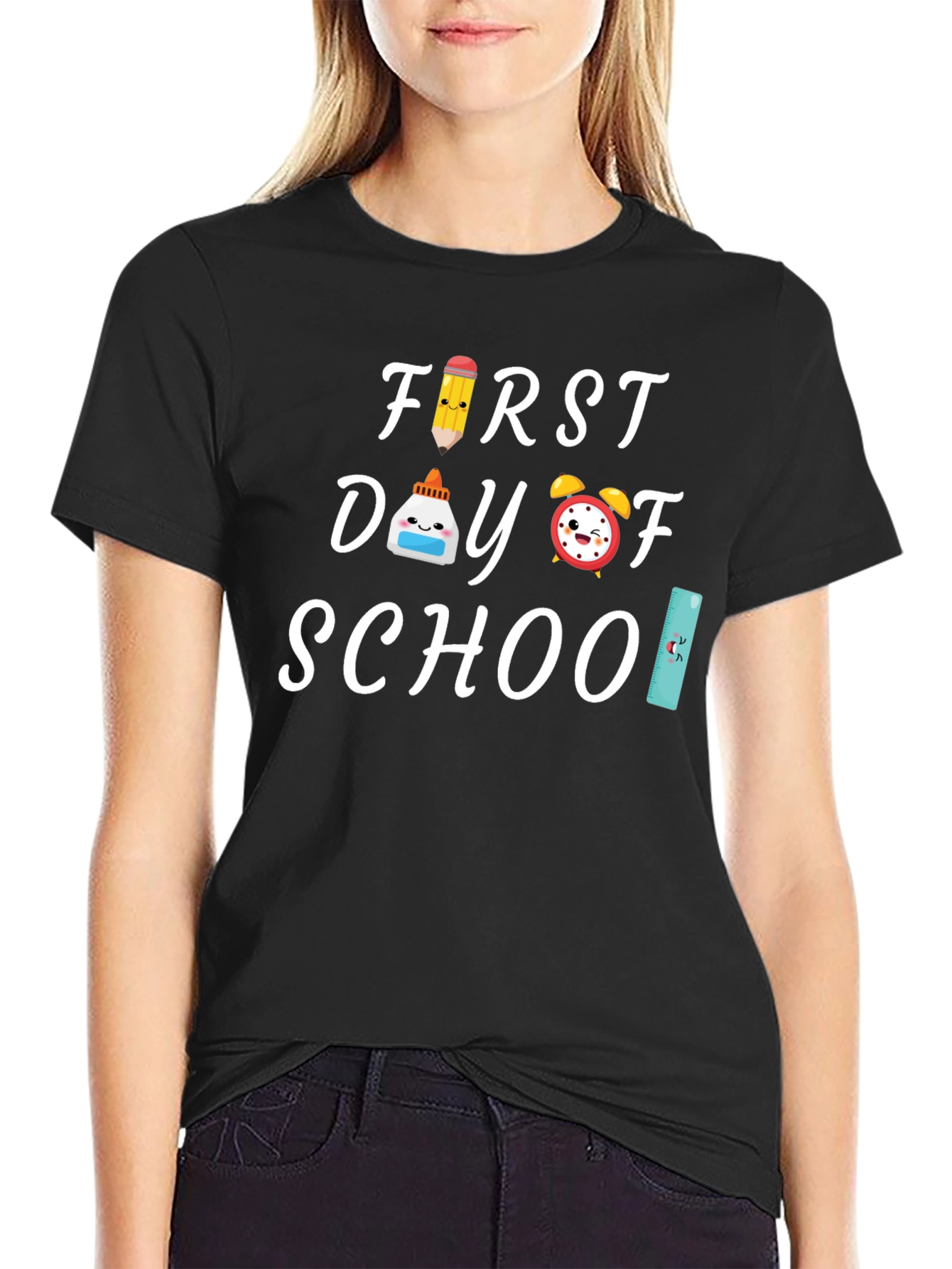 First Day of School Black Graphic Tee