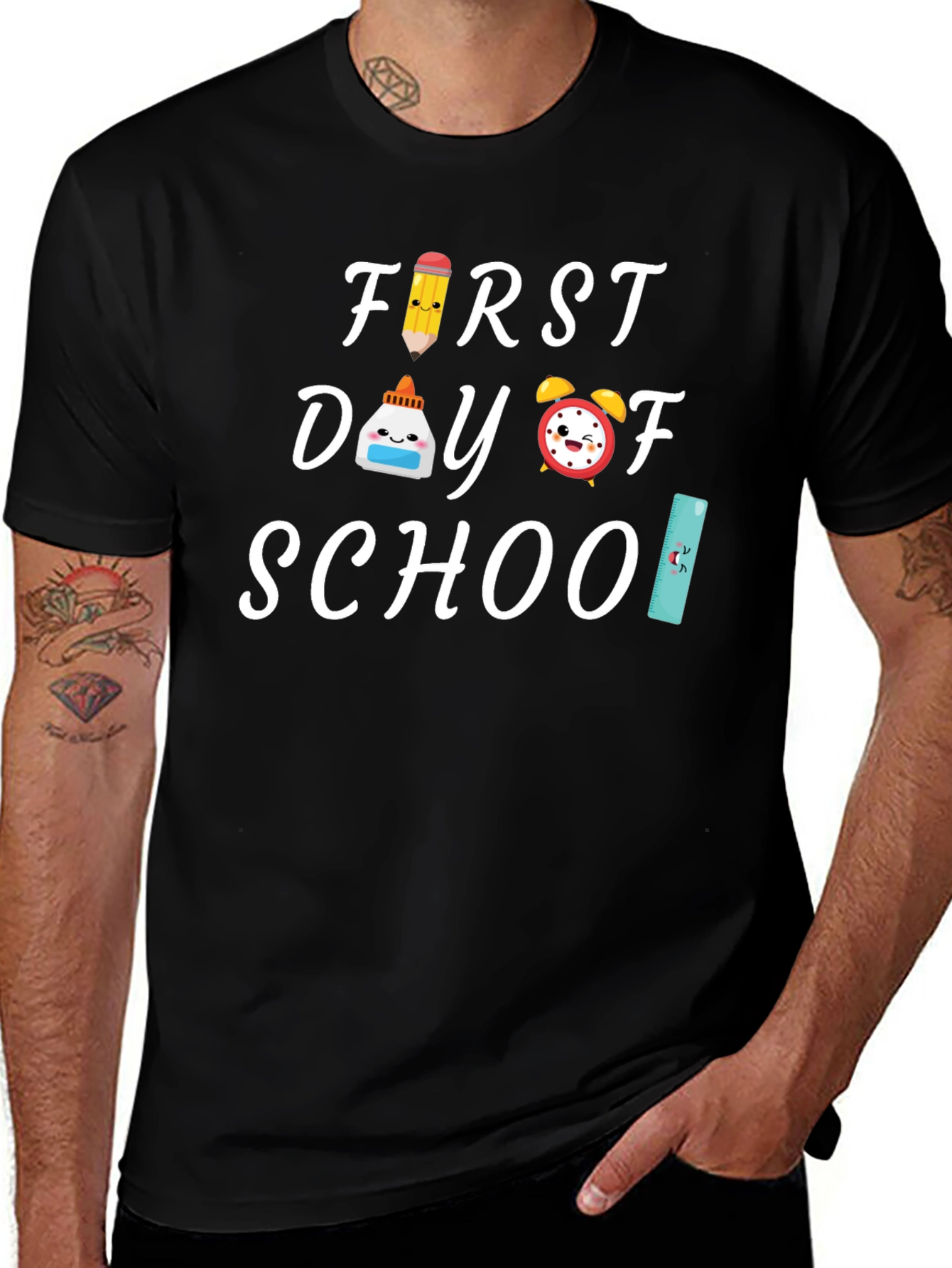 First Day of School Black Graphic Tee