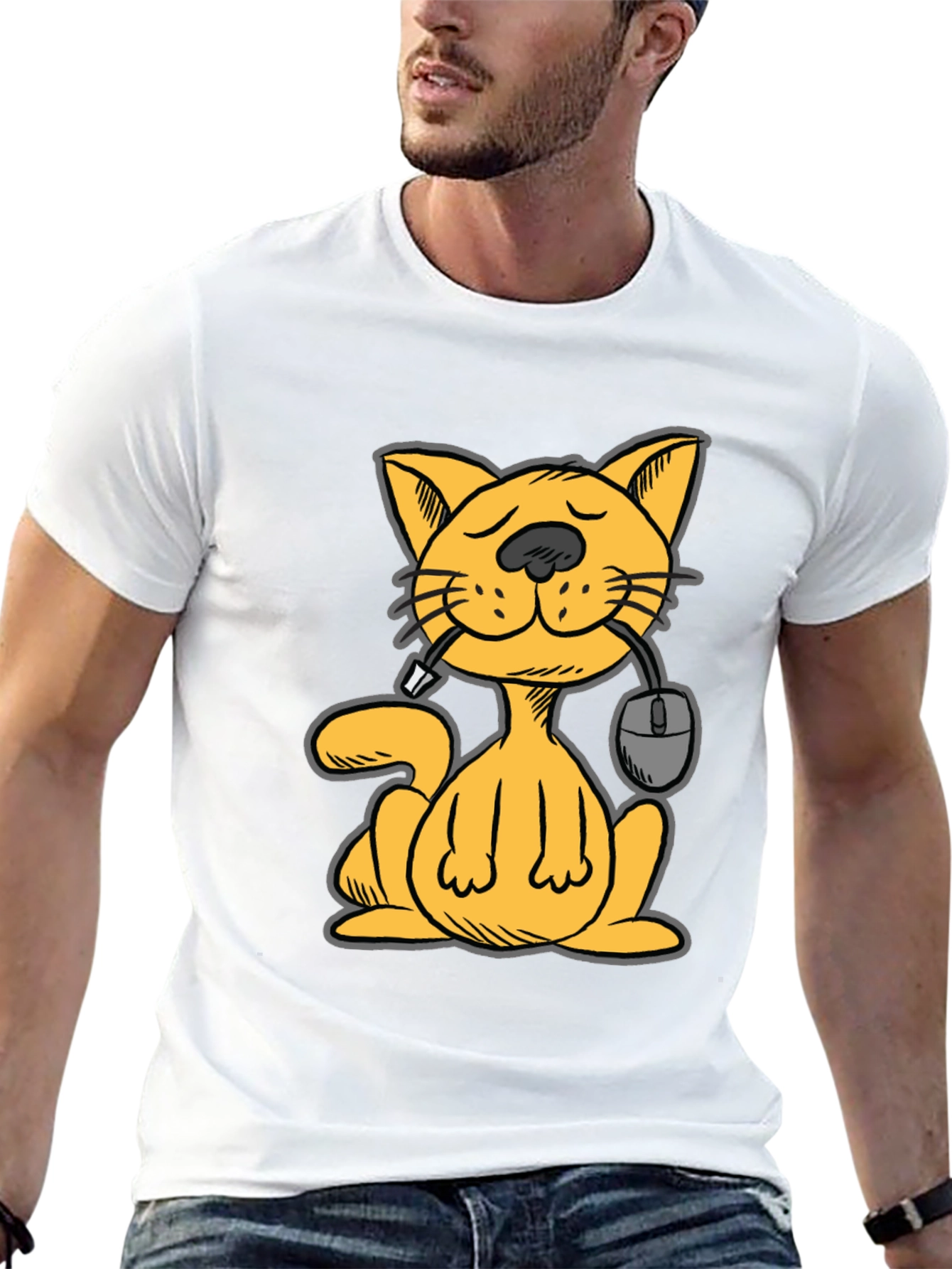 Cat Gamer Funny Graphic Tee - Black Cotton T-Shirt