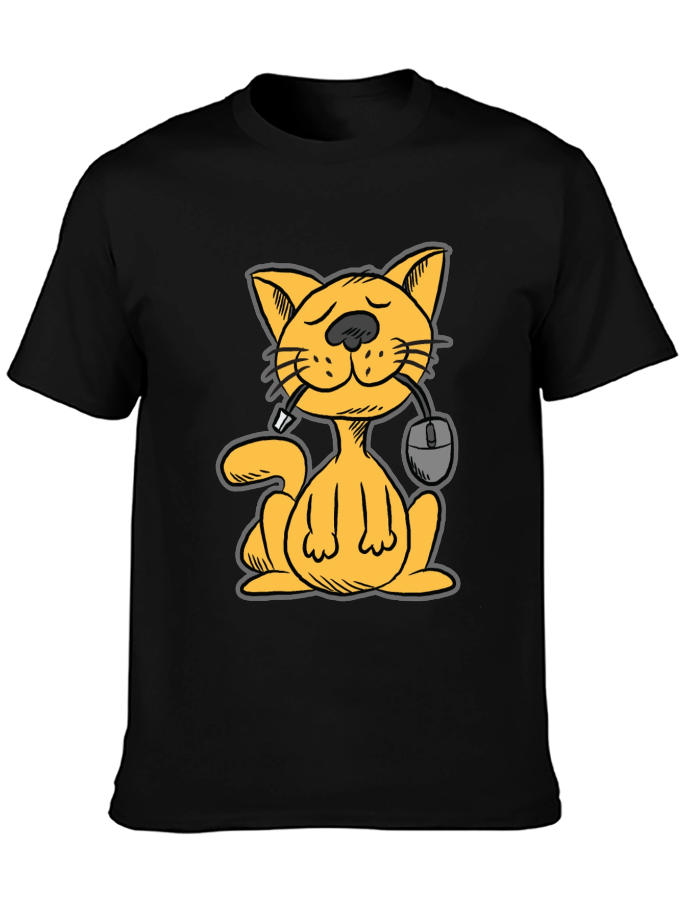 Cat Gamer Funny Graphic Tee - Black Cotton T-Shirt