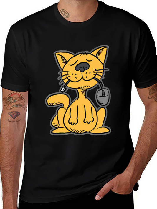 Cat Gamer Funny Graphic Tee - Black Cotton T-Shirt
