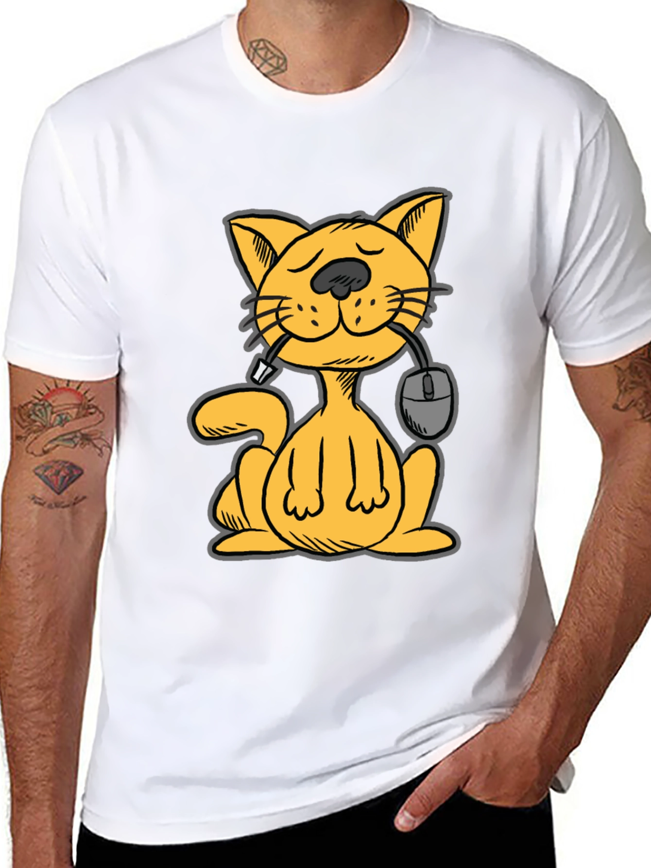 Cat Gamer Funny Graphic Tee - Black Cotton T-Shirt