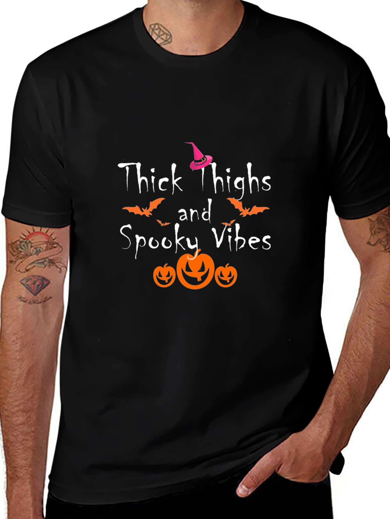Thick Thighs Spooky Vibes Halloween T-Shirt