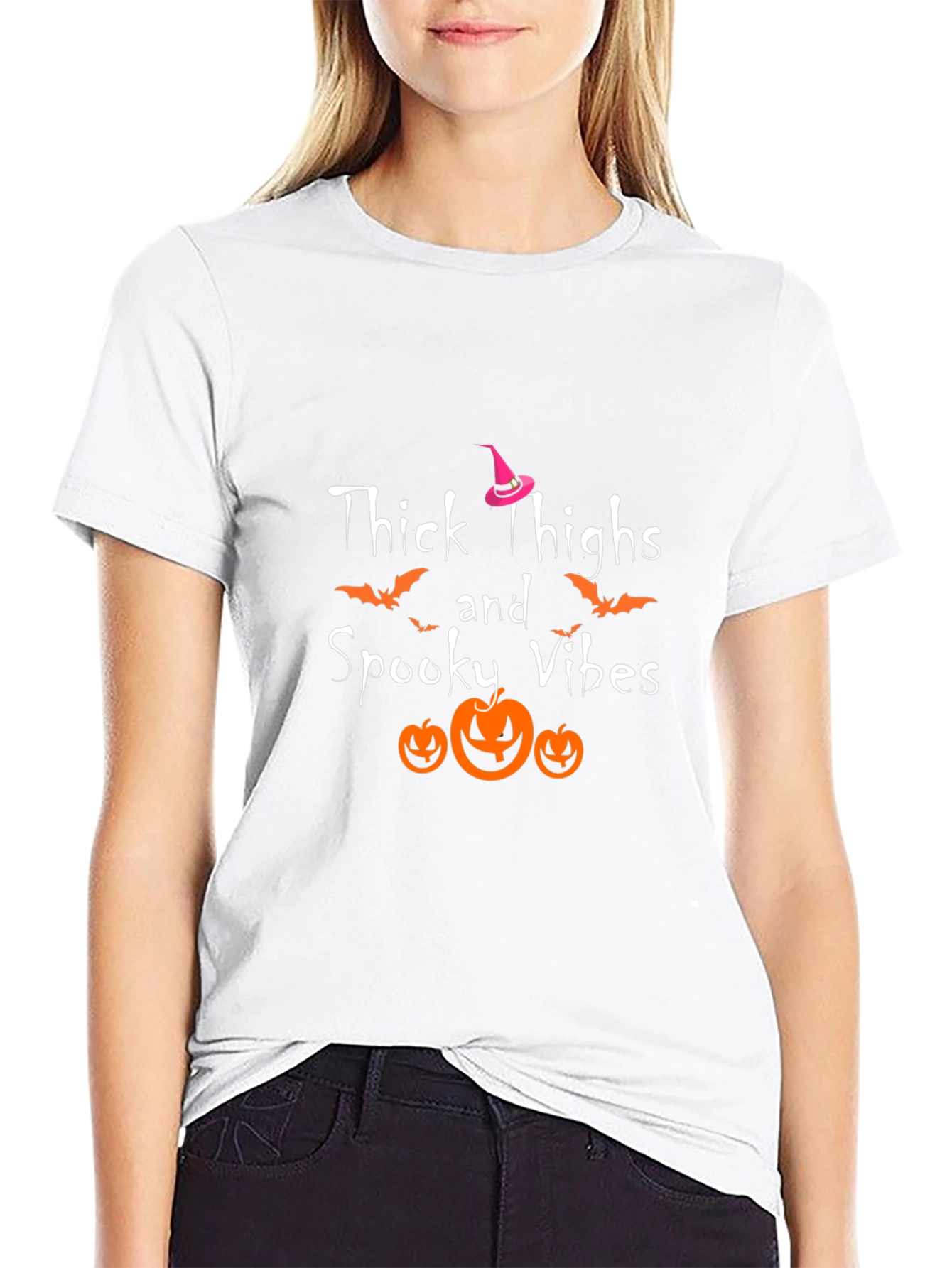 Thick Thighs Spooky Vibes Halloween T-Shirt