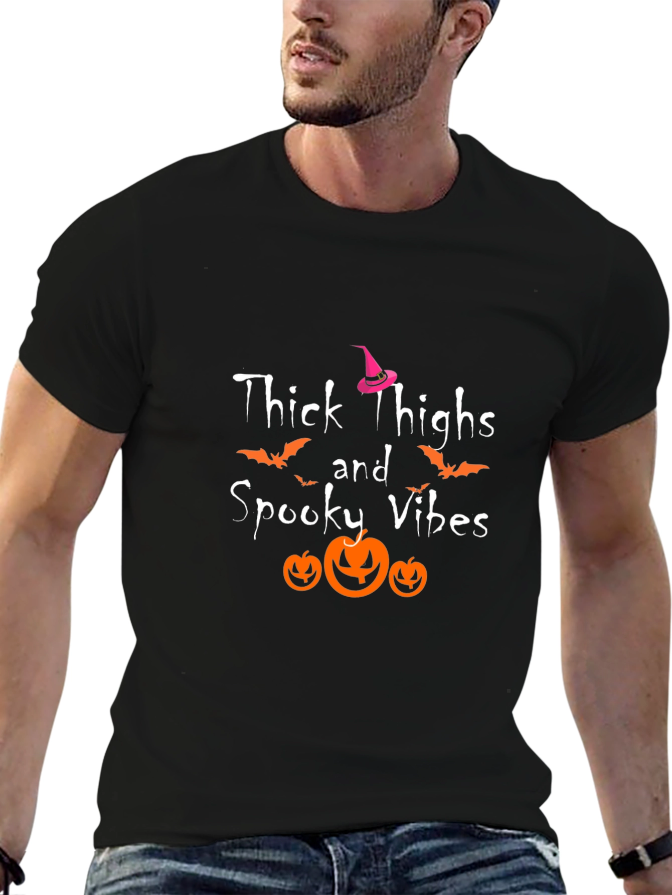 Thick Thighs Spooky Vibes Halloween T-Shirt