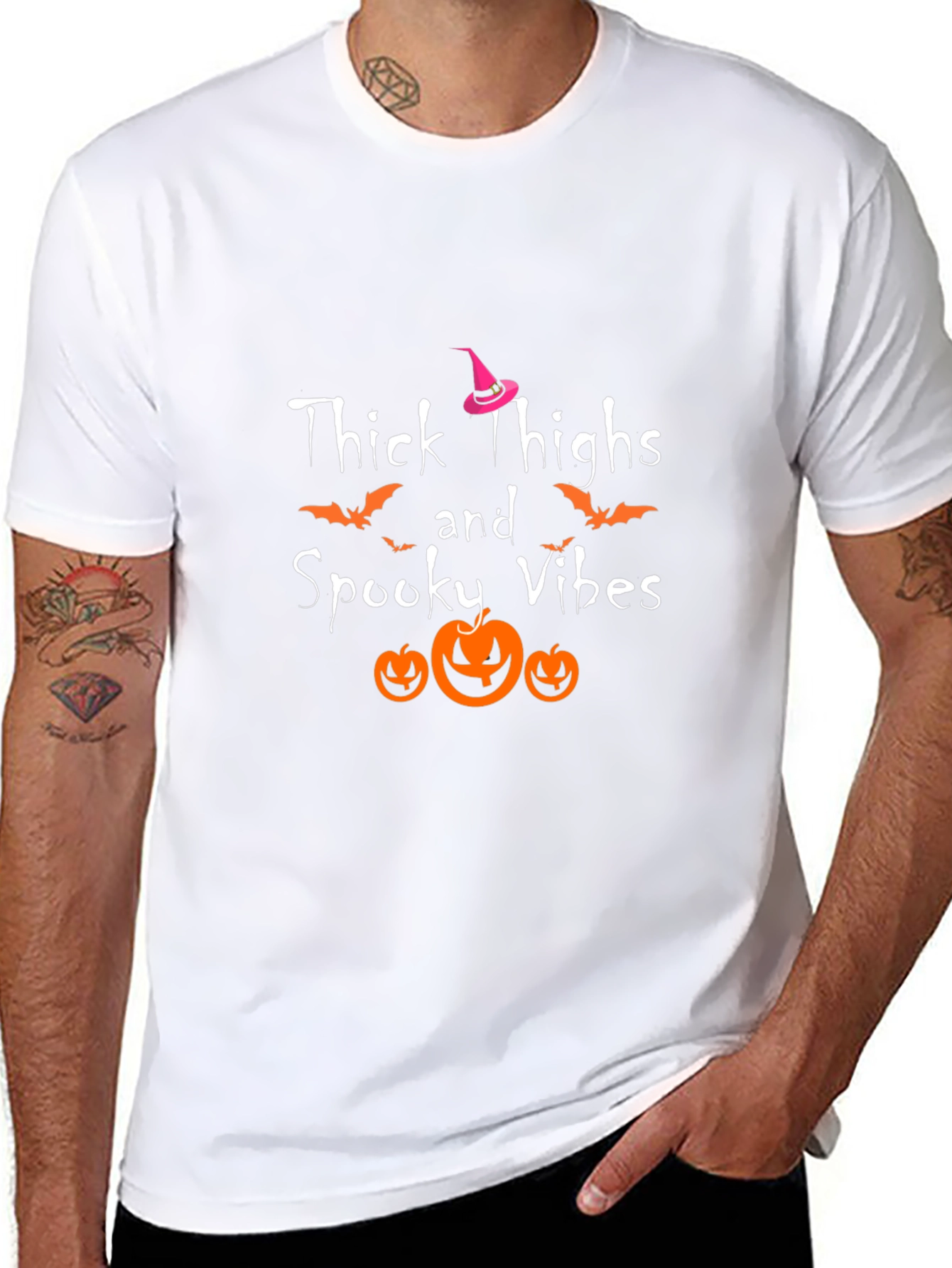 Thick Thighs Spooky Vibes Halloween T-Shirt