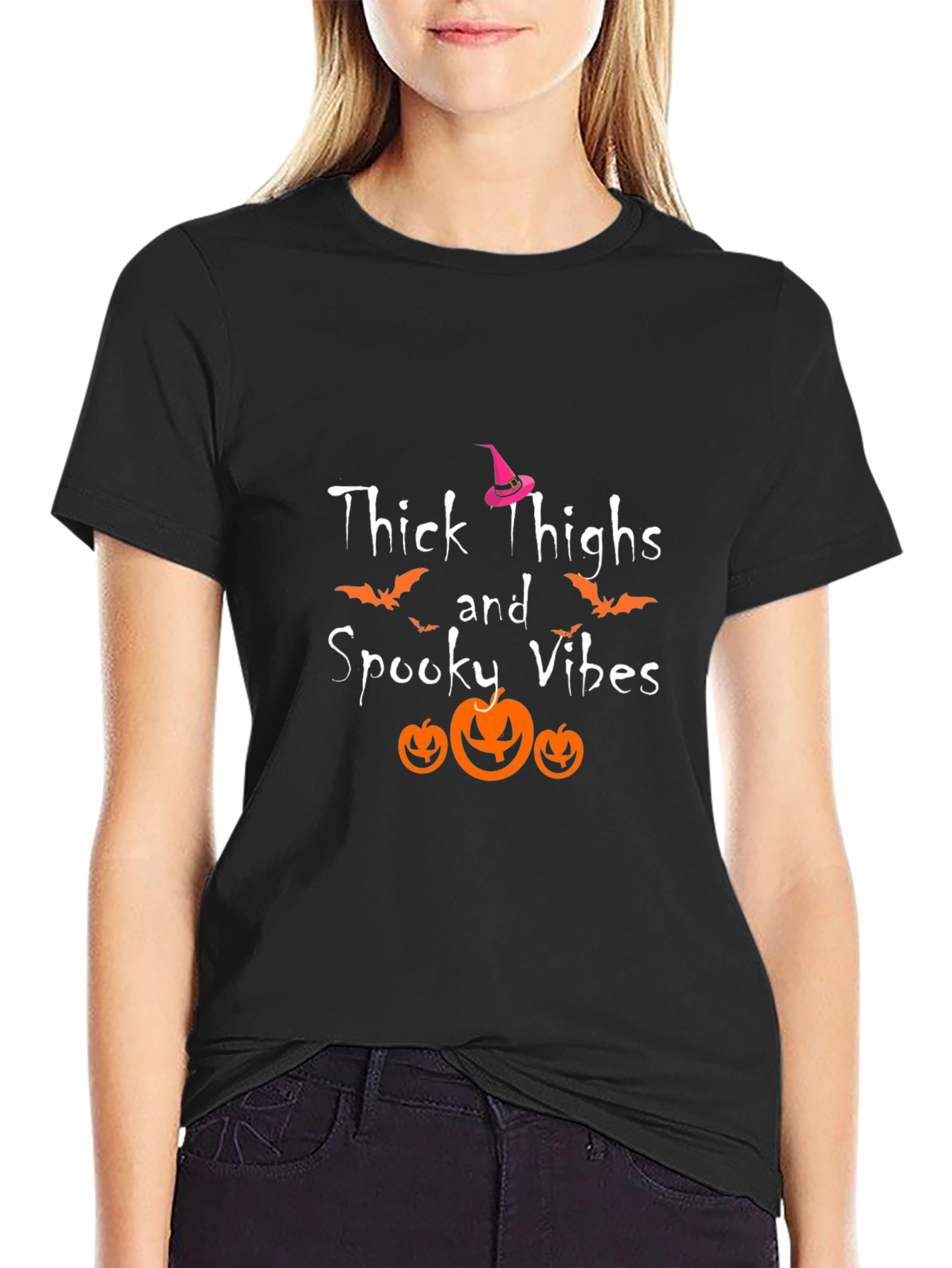 Thick Thighs Spooky Vibes Halloween T-Shirt