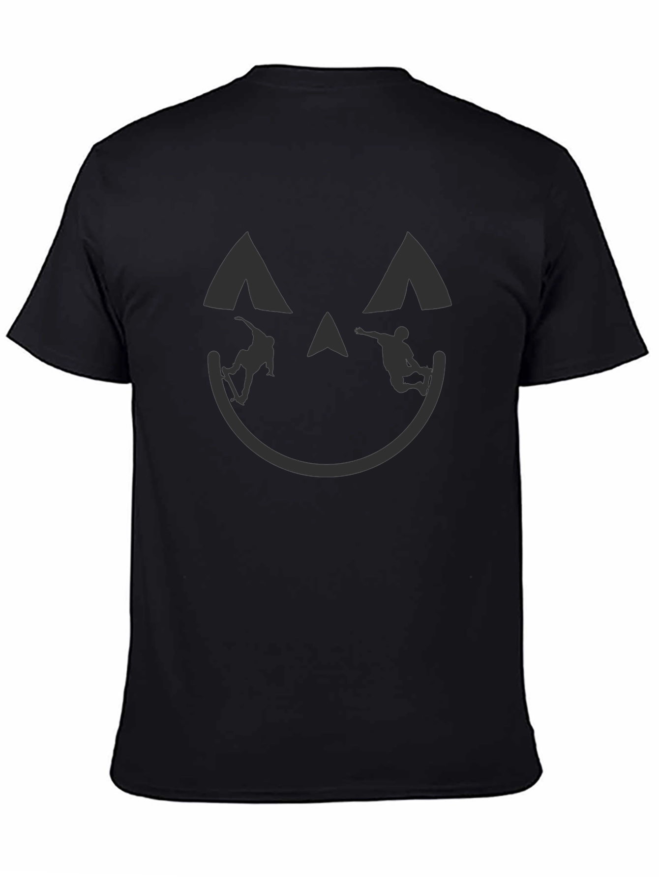 Skateboarding Pumpkin Face Black T-Shirt