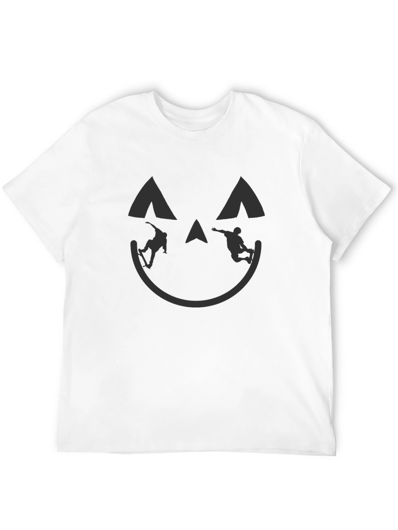 Skateboarding Pumpkin Face Black T-Shirt