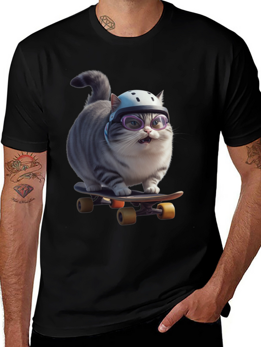 Cool Cat Skateboarder Graphic Tee
