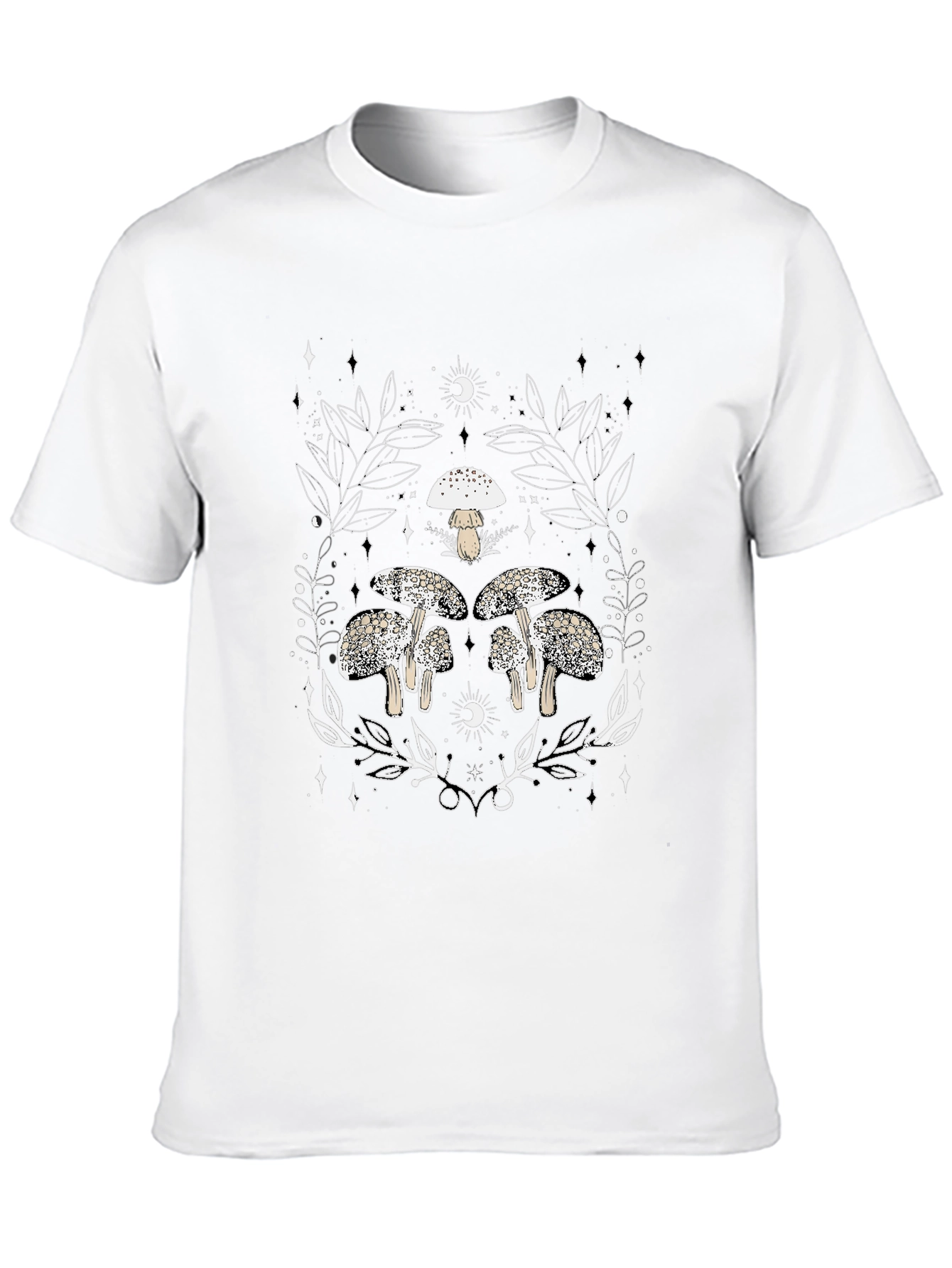 Mushroom Graphic Black Tee - Unique Nature Design