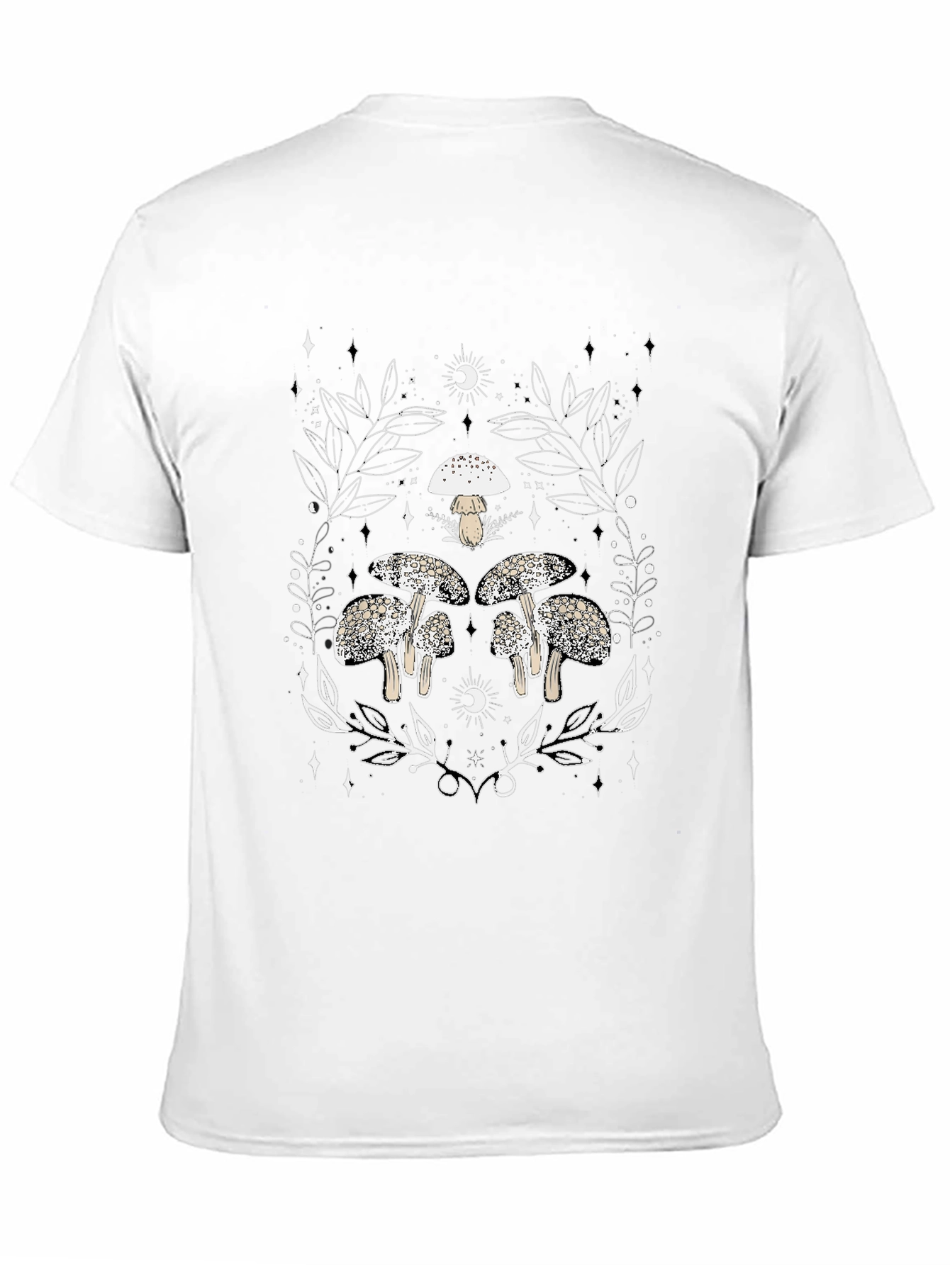 Mushroom Graphic Black Tee - Unique Nature Design