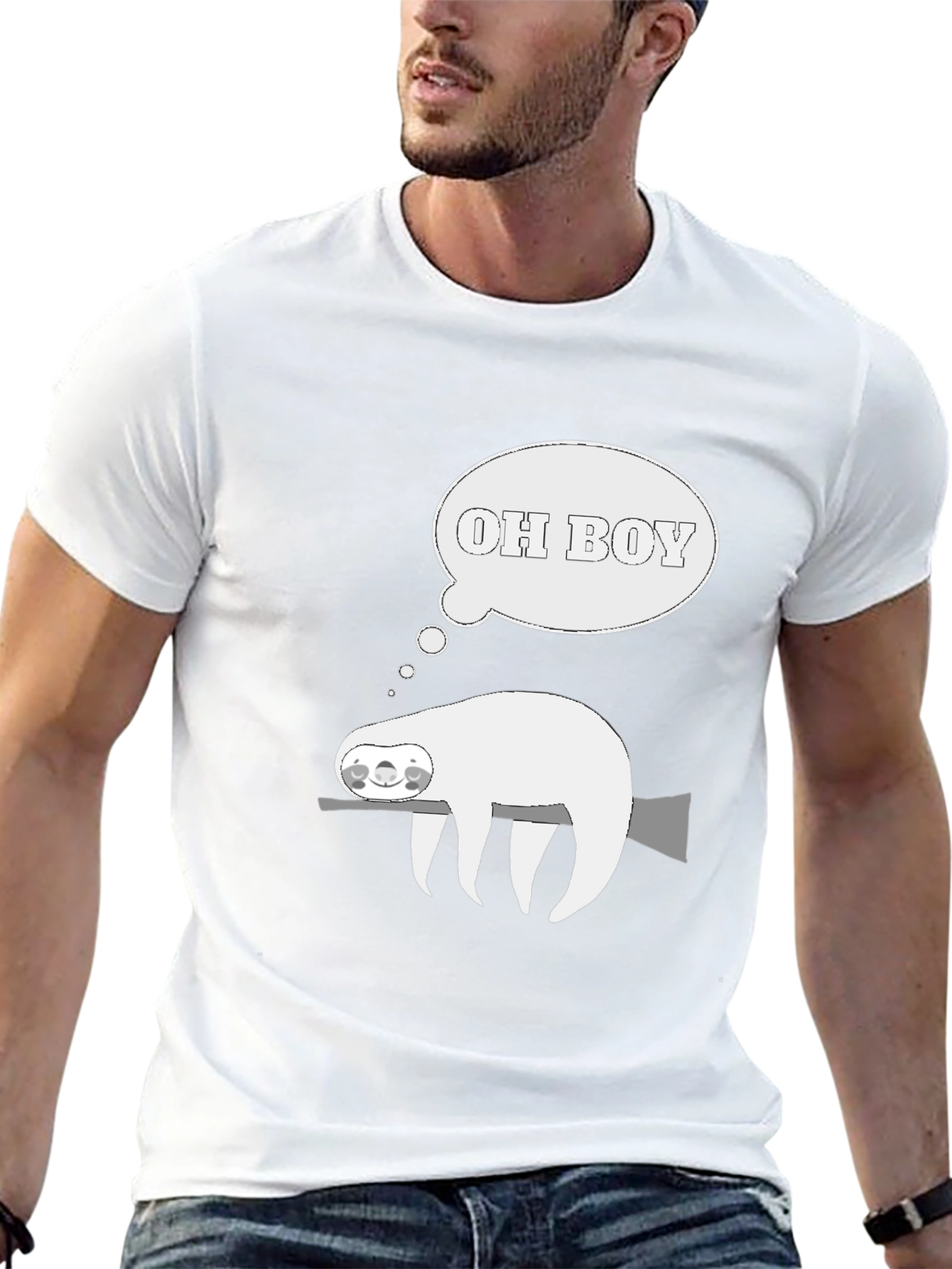 Sloth Oh Boy Graphic Tee - Comfy Casual T-Shirt