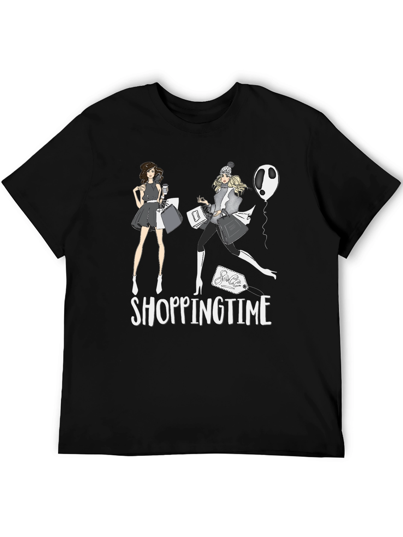 Shopping Time Black T-Shirt