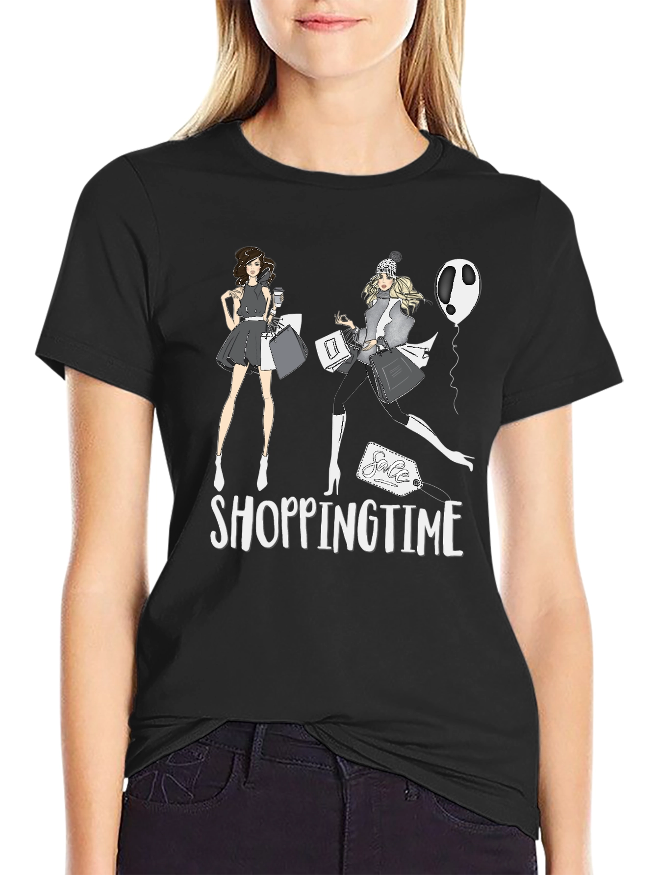 Shopping Time Black T-Shirt