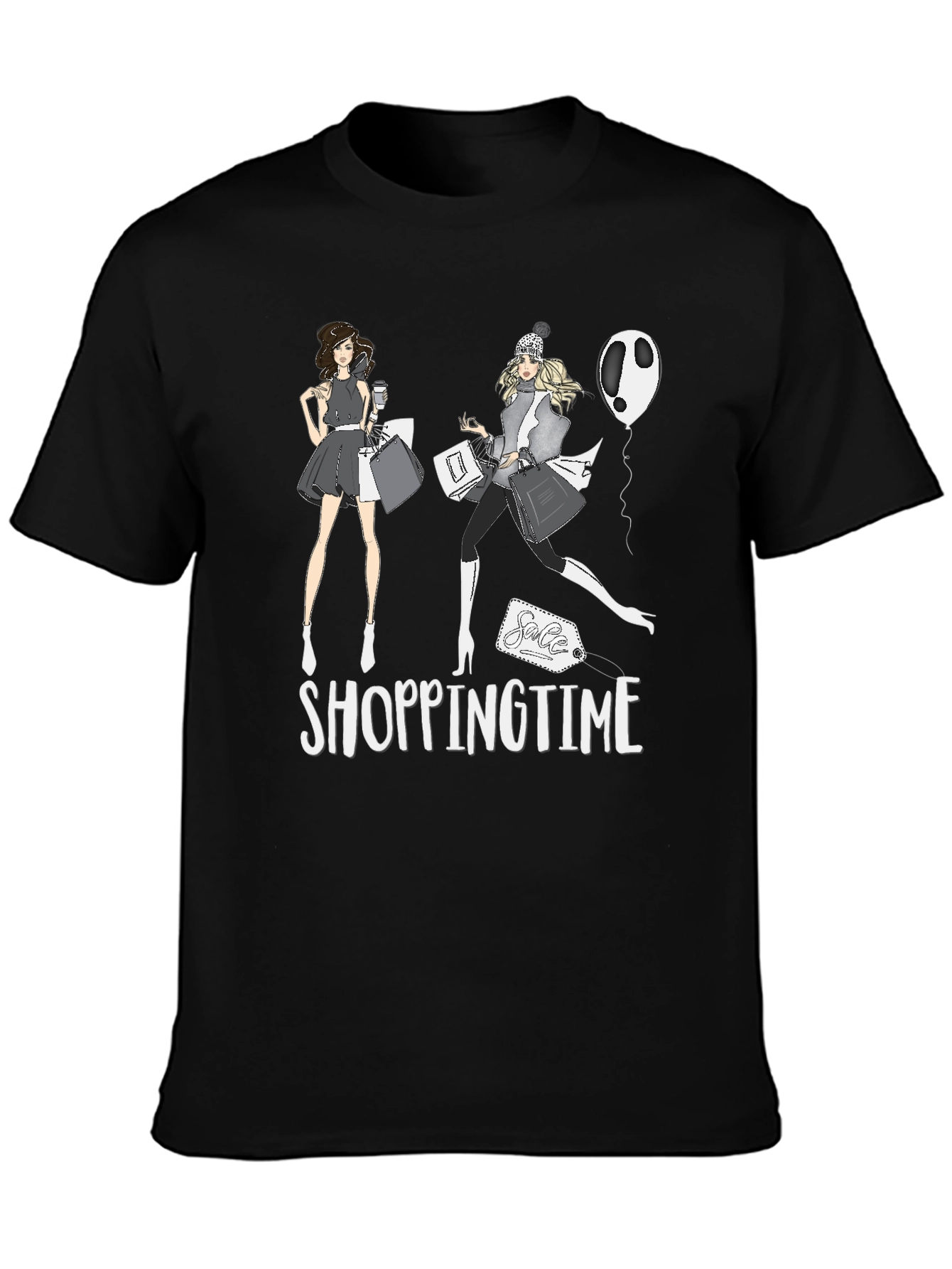 Shopping Time Black T-Shirt