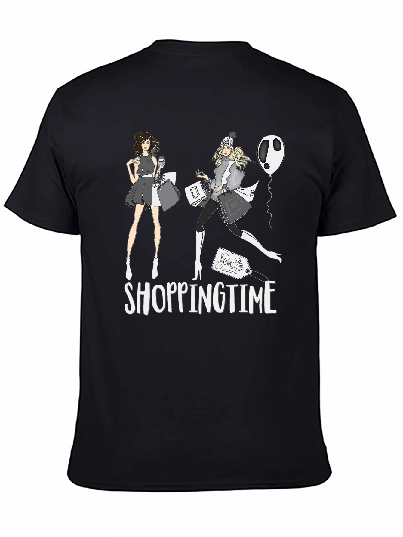 Shopping Time Black T-Shirt