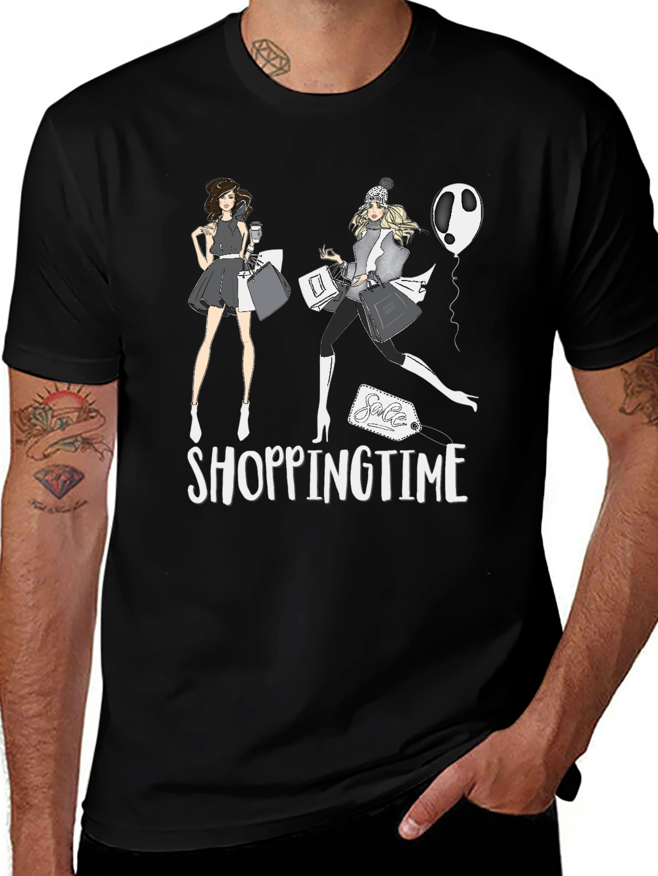 Shopping Time Black T-Shirt