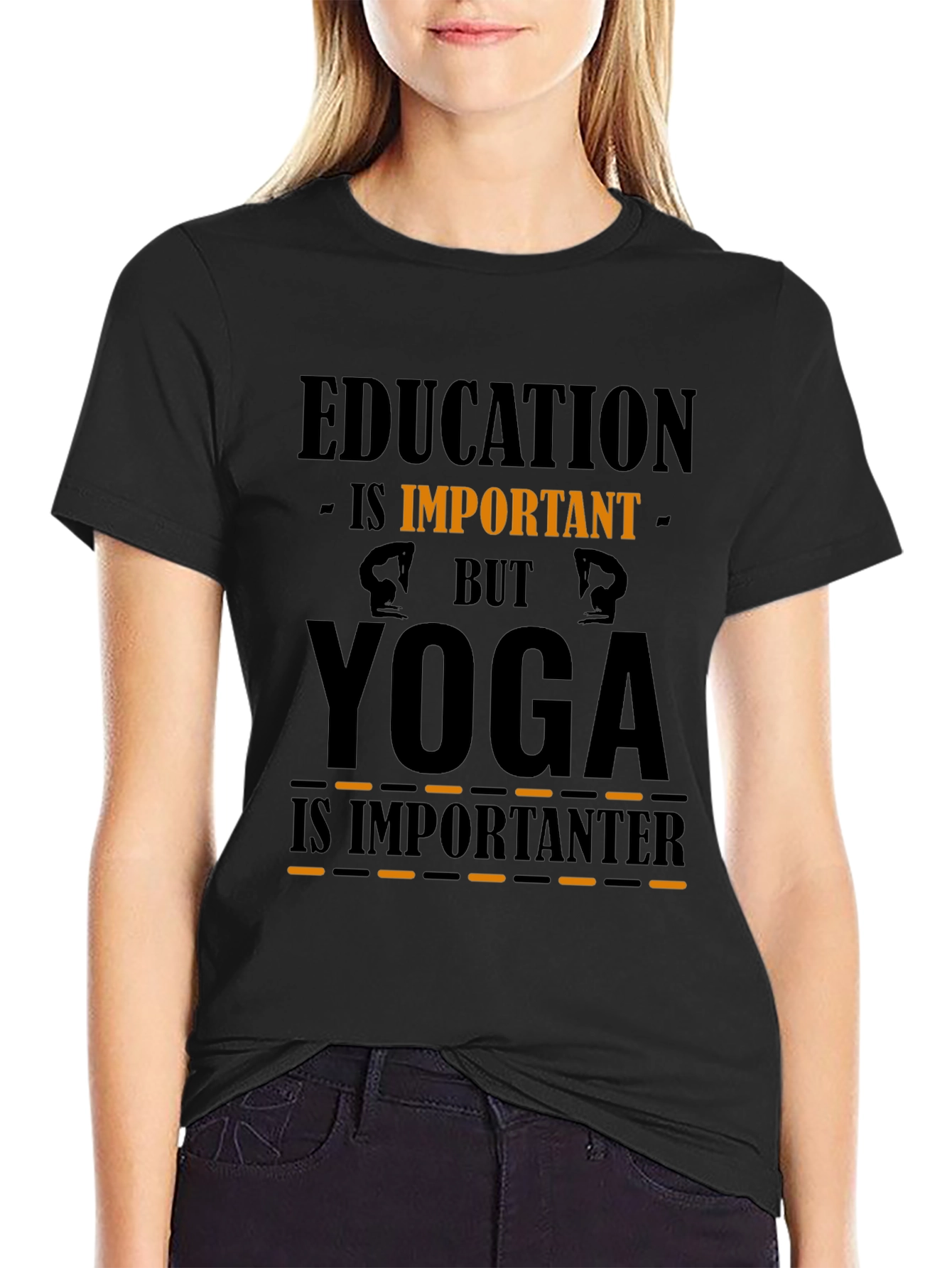 Yoga is Importanter Black Graphic Tee