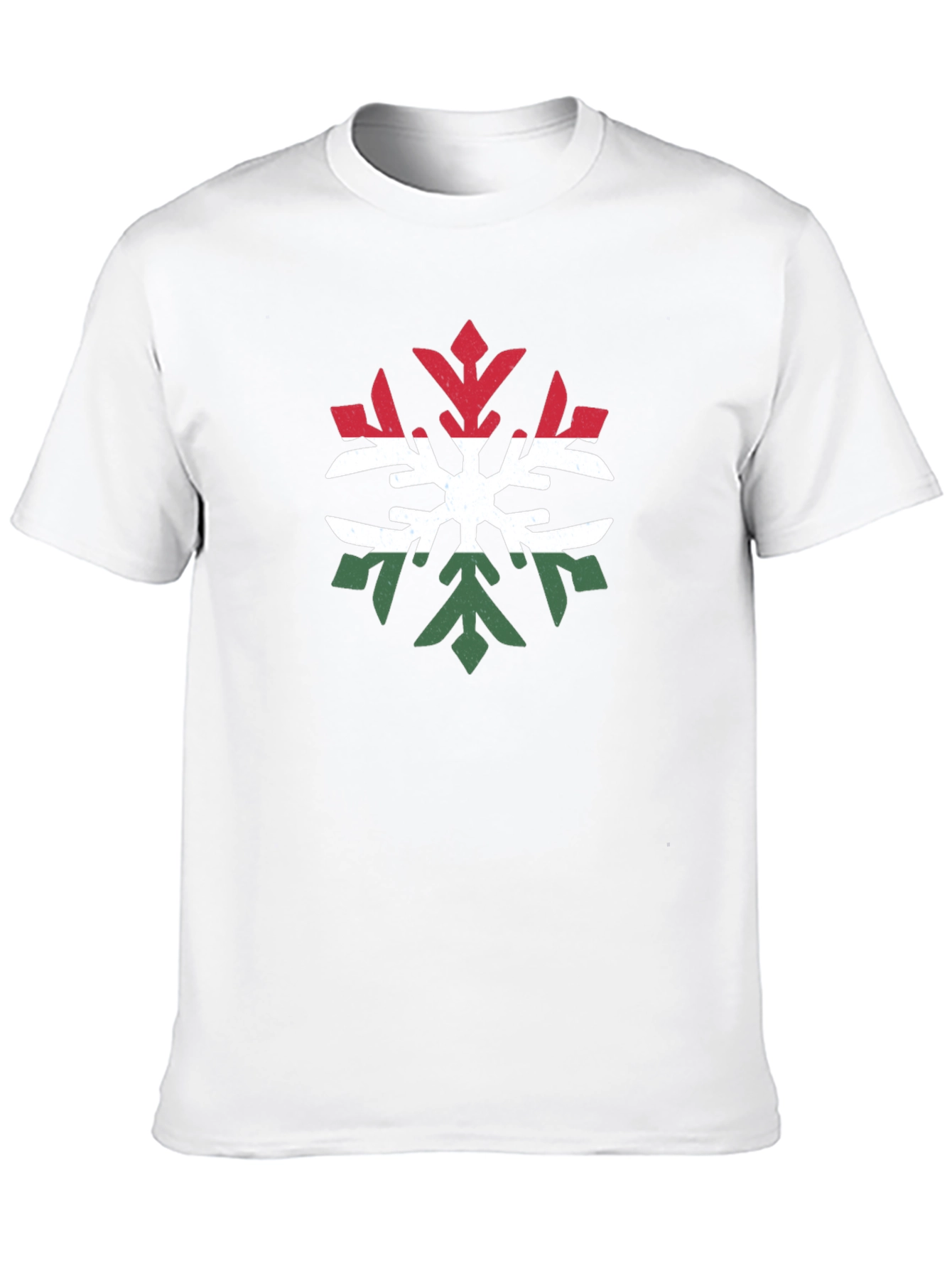 Hungary Flag Snowflake T-Shirt - Black