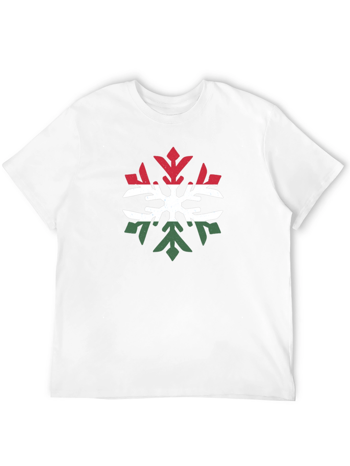 Hungary Flag Snowflake T-Shirt - Black