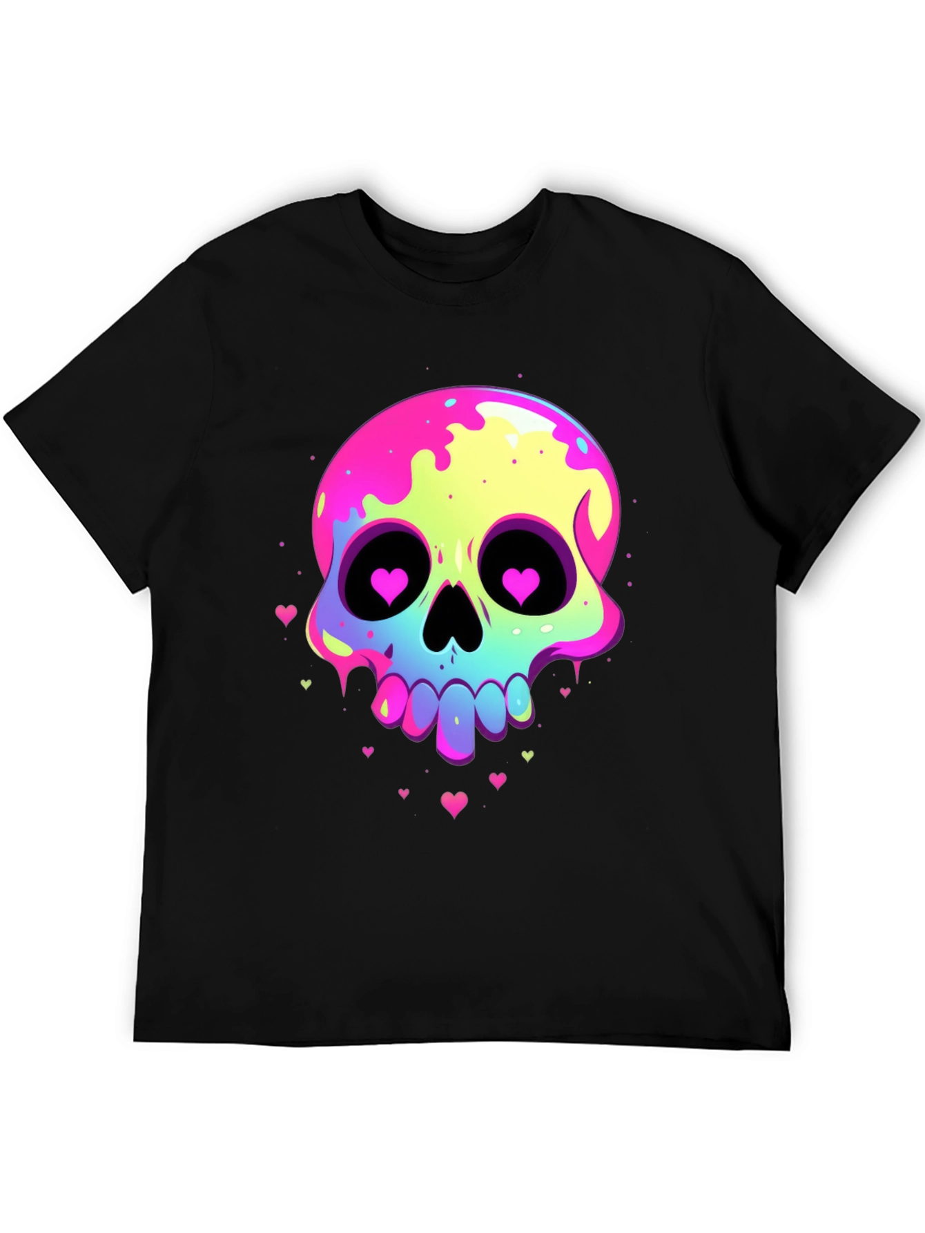 Neon Skull Heart Eyes Graphic Tee