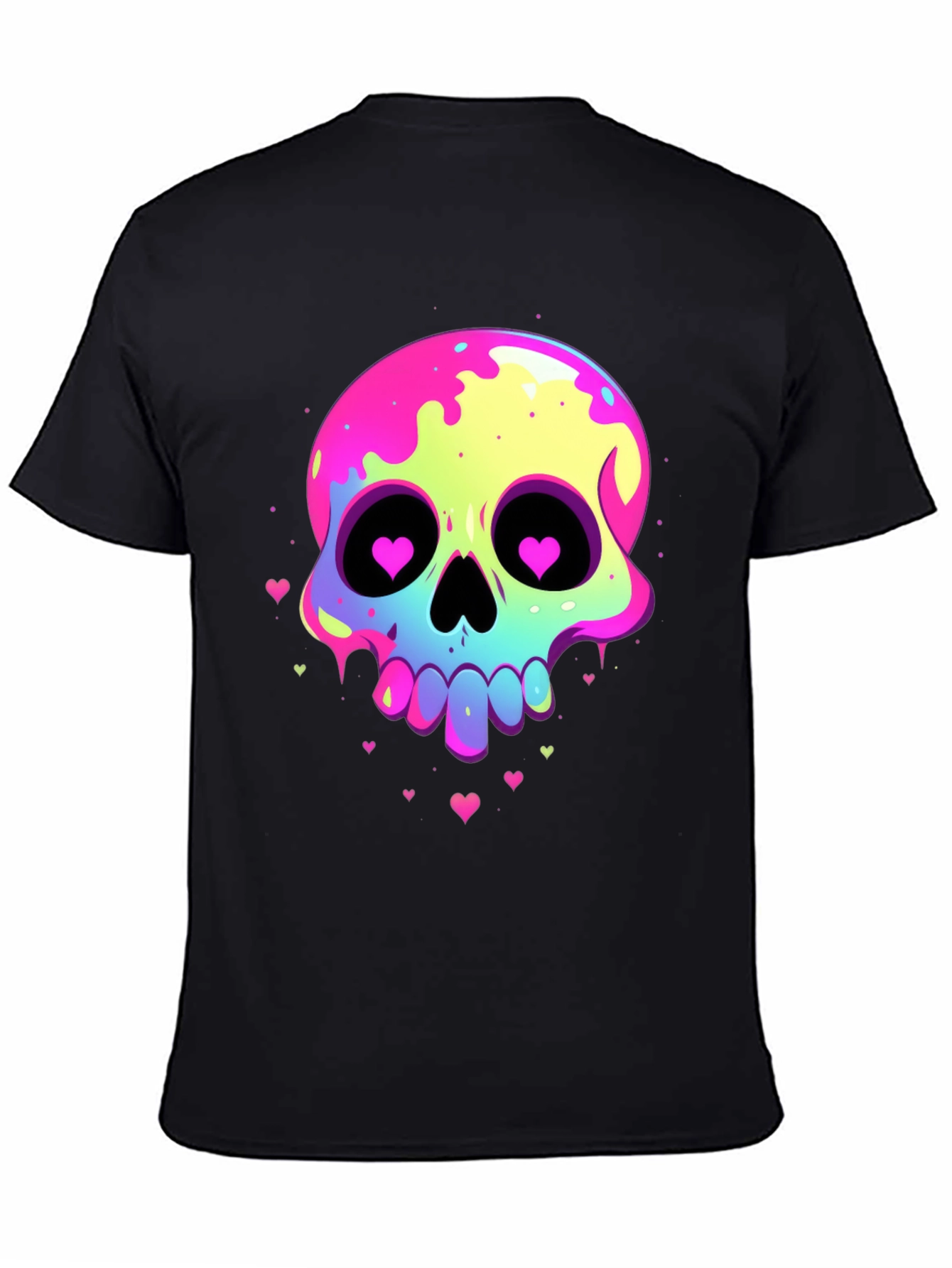 Neon Skull Heart Eyes Graphic Tee