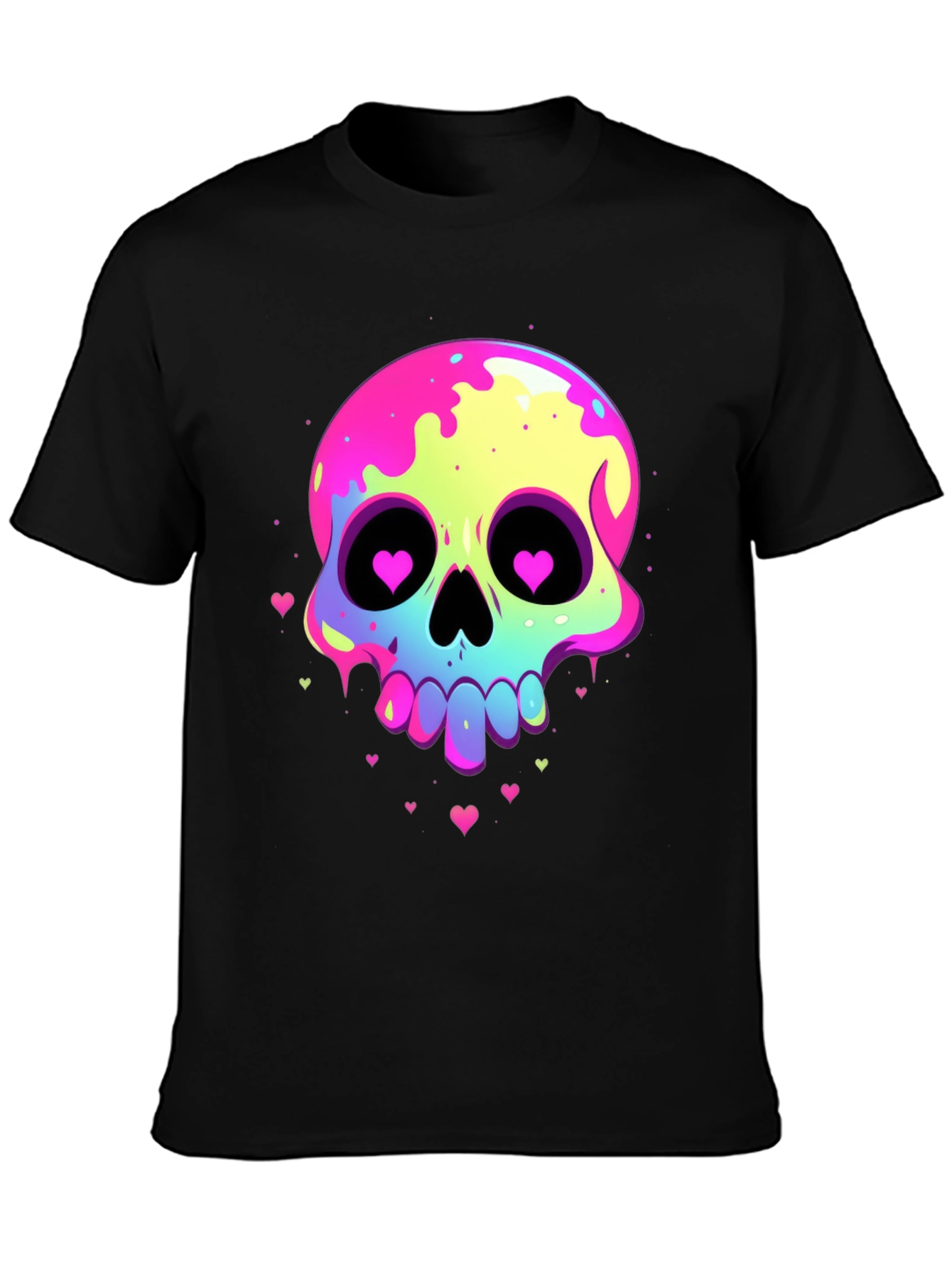 Neon Skull Heart Eyes Graphic Tee
