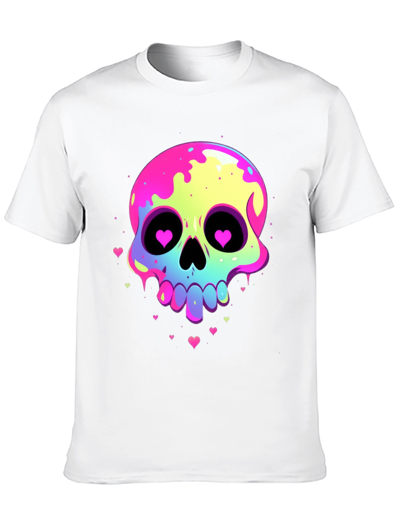Neon Skull Heart Eyes Graphic Tee