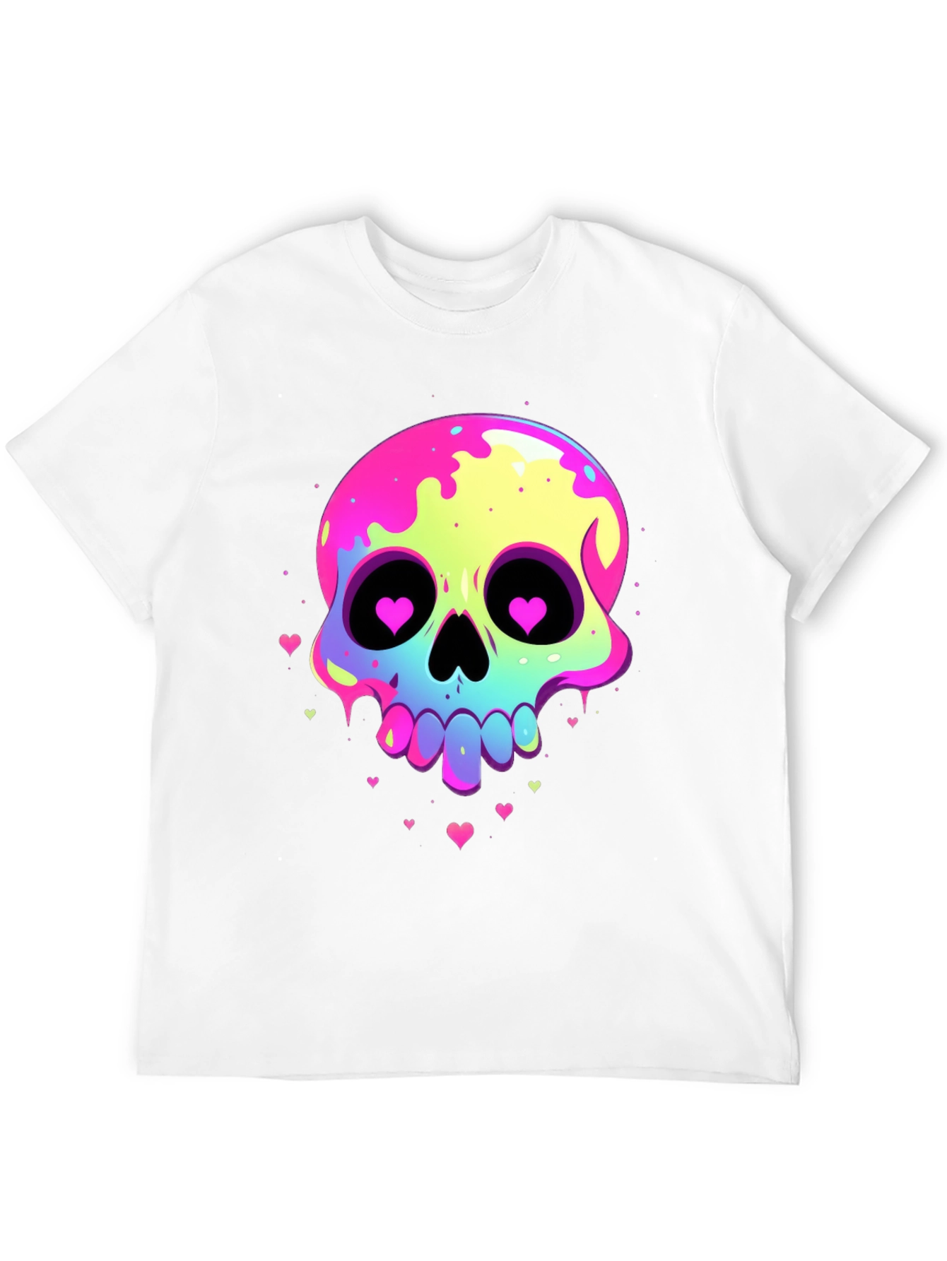 Neon Skull Heart Eyes Graphic Tee