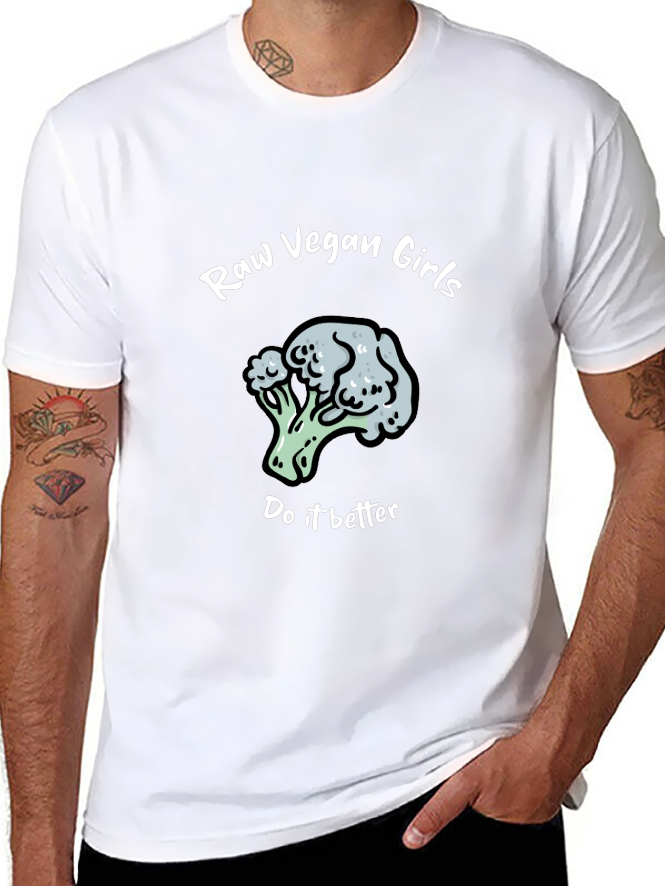 Raw Vegan Girls Broccoli T-Shirt - Funny Graphic Tee