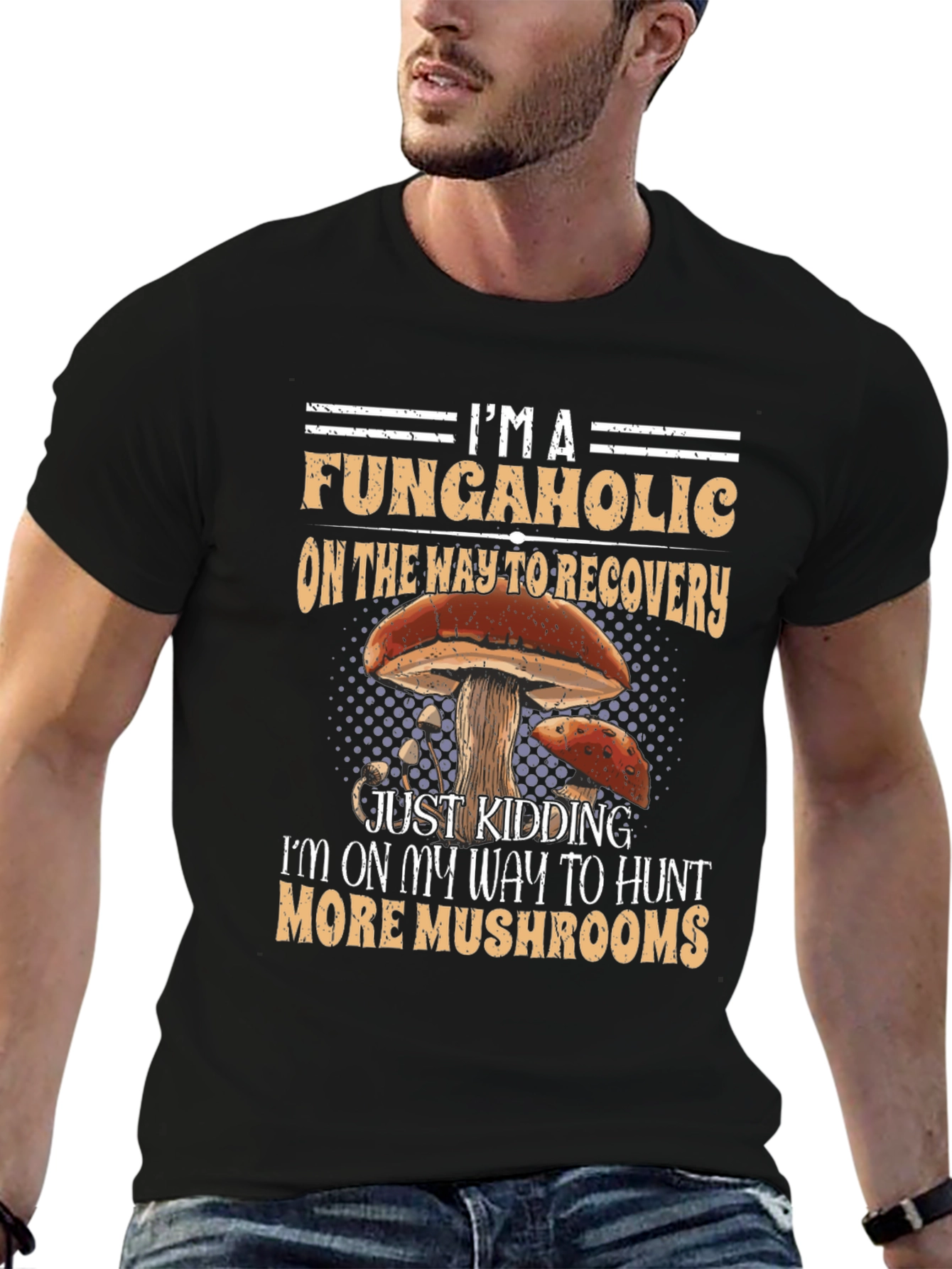 Fungaholics Mushroom Hunter Graphic T-Shirt