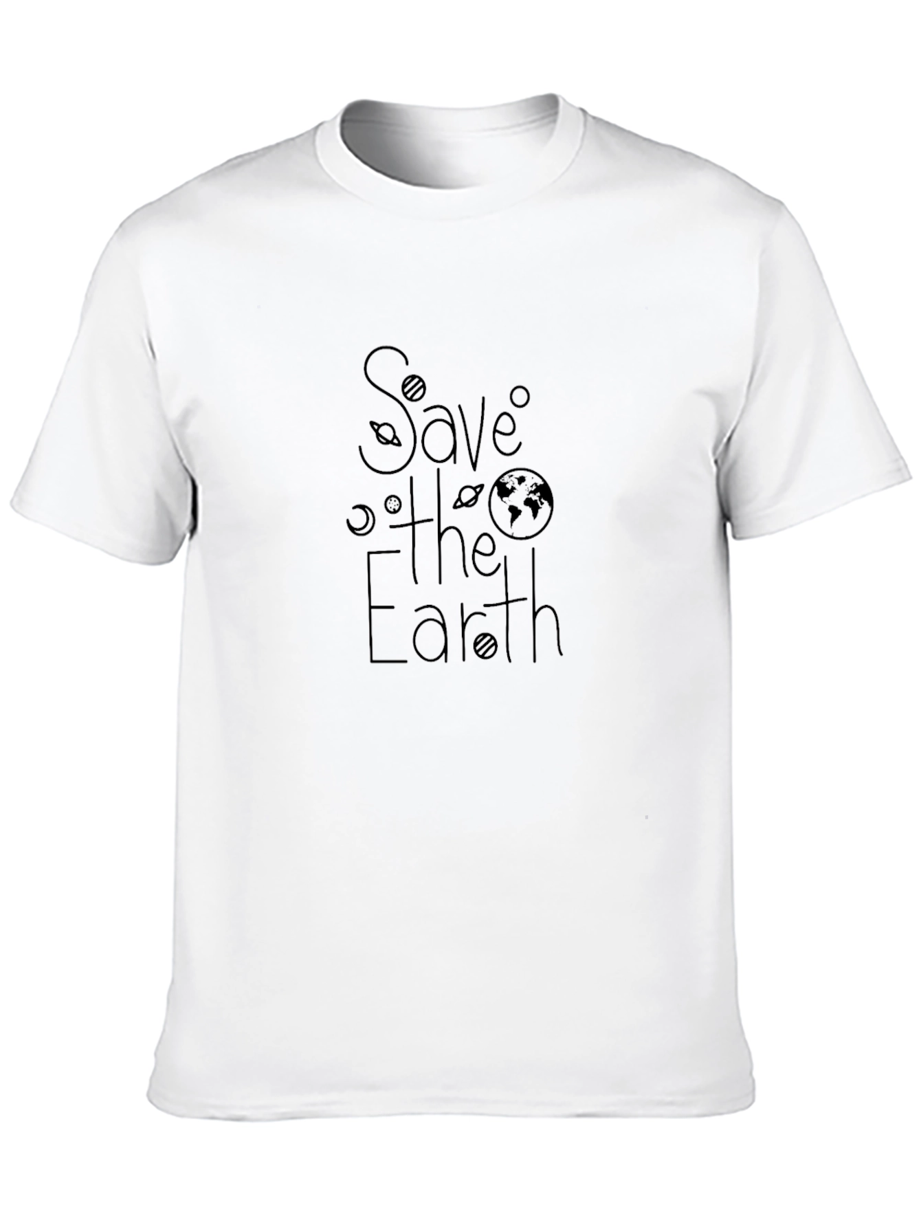 Save the Earth Graphic Tee - Black Casual T-Shirt