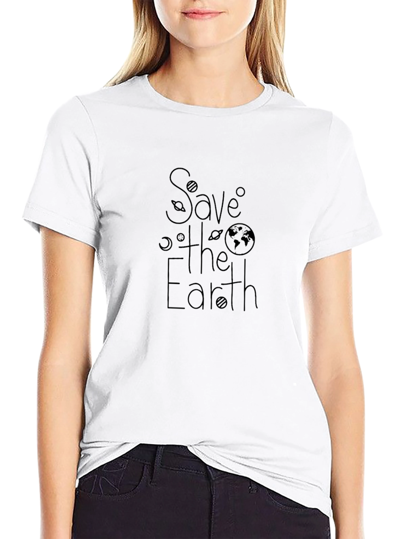 Save the Earth Graphic Tee - Black Casual T-Shirt