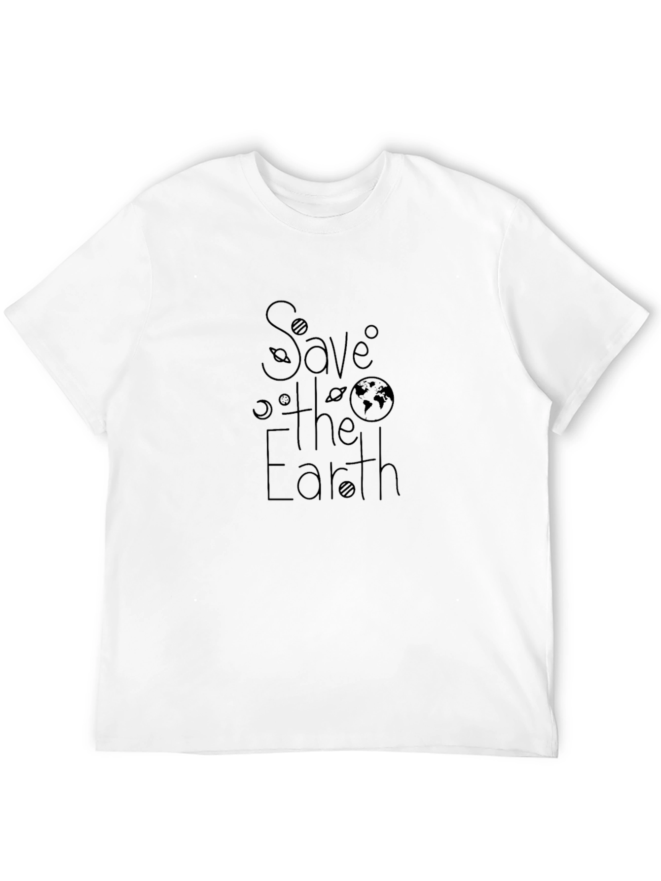 Save the Earth Graphic Tee - Black Casual T-Shirt