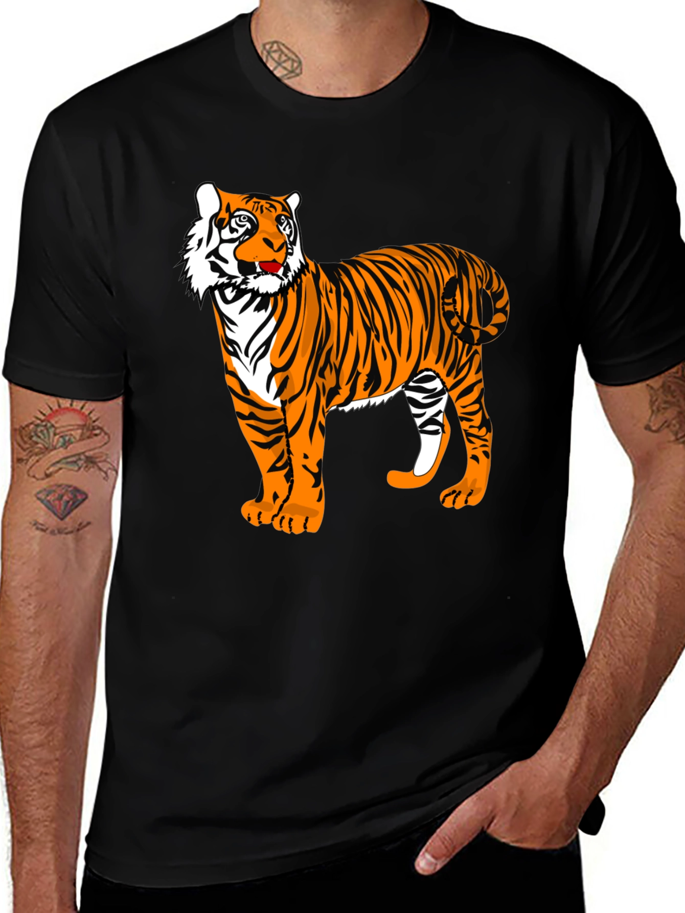 Black Tiger Graphic Tee - Animal Print Shirt