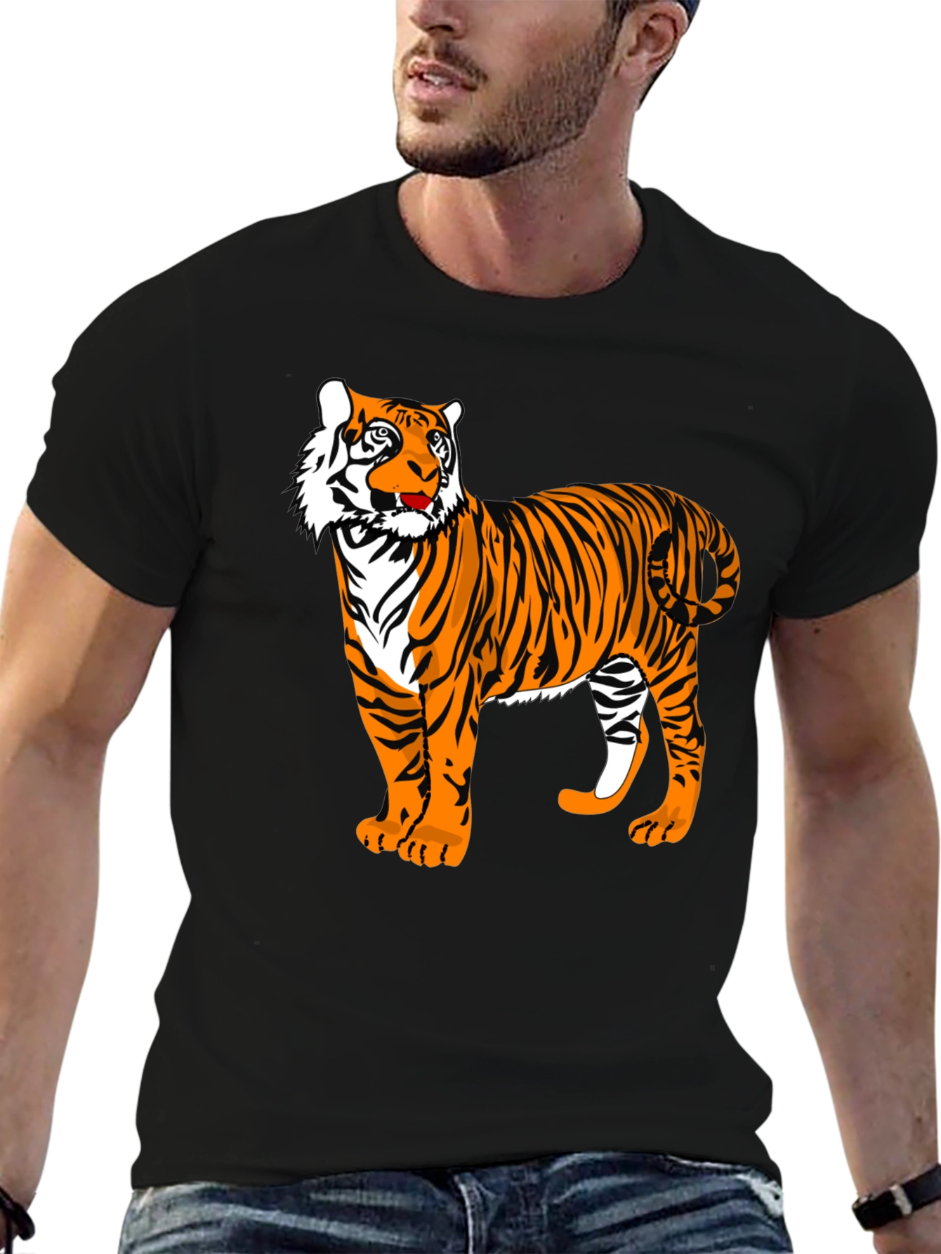 Black Tiger Graphic Tee - Animal Print Shirt