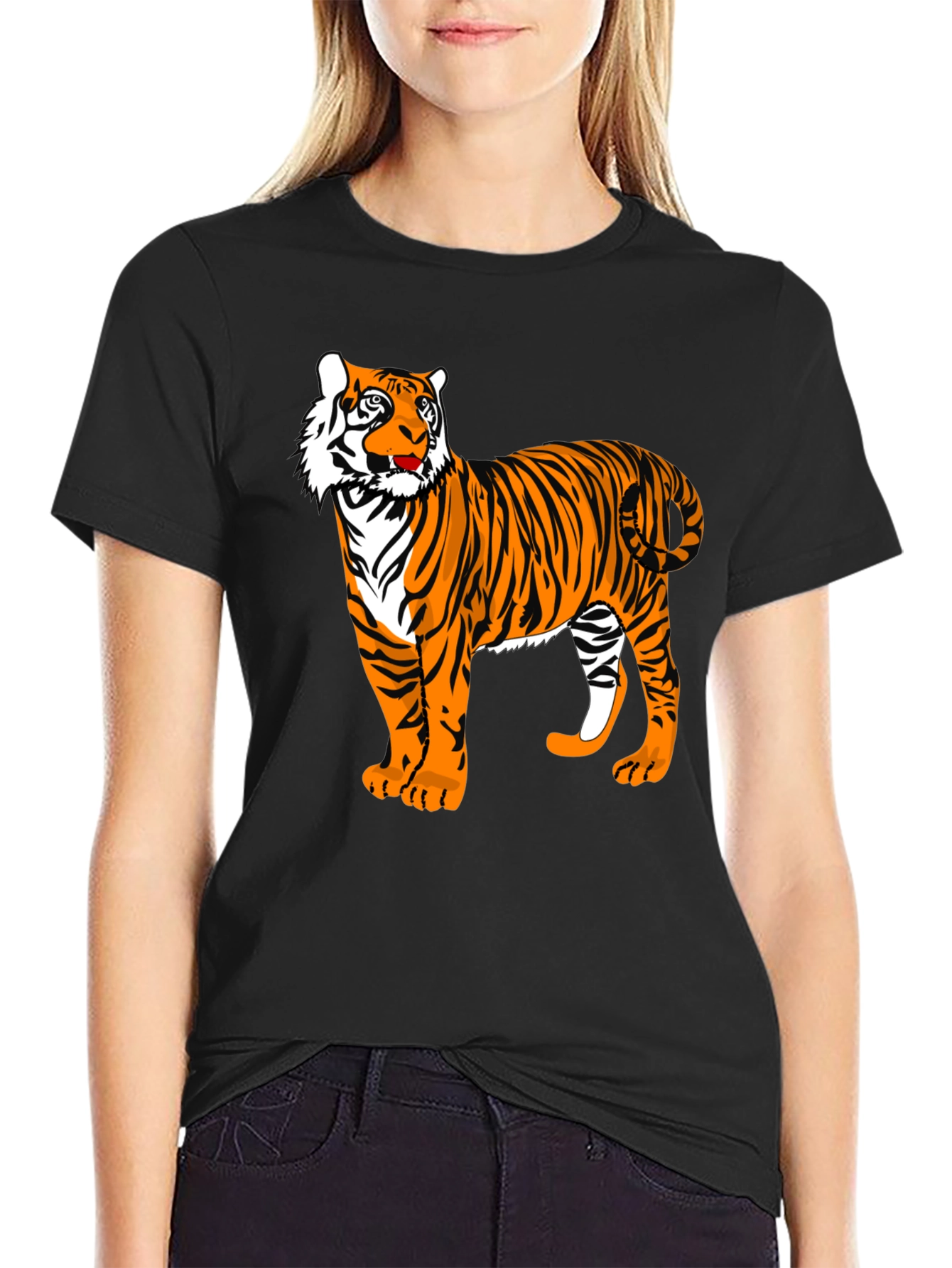 Black Tiger Graphic Tee - Animal Print Shirt