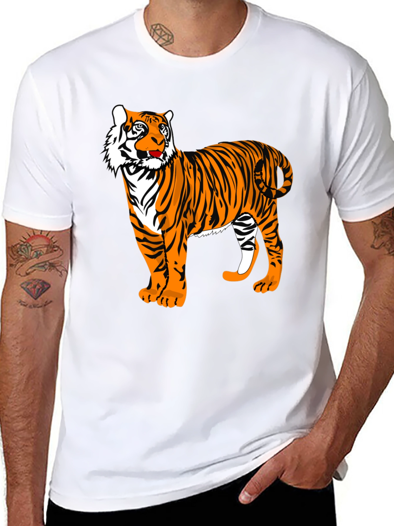Black Tiger Graphic Tee - Animal Print Shirt
