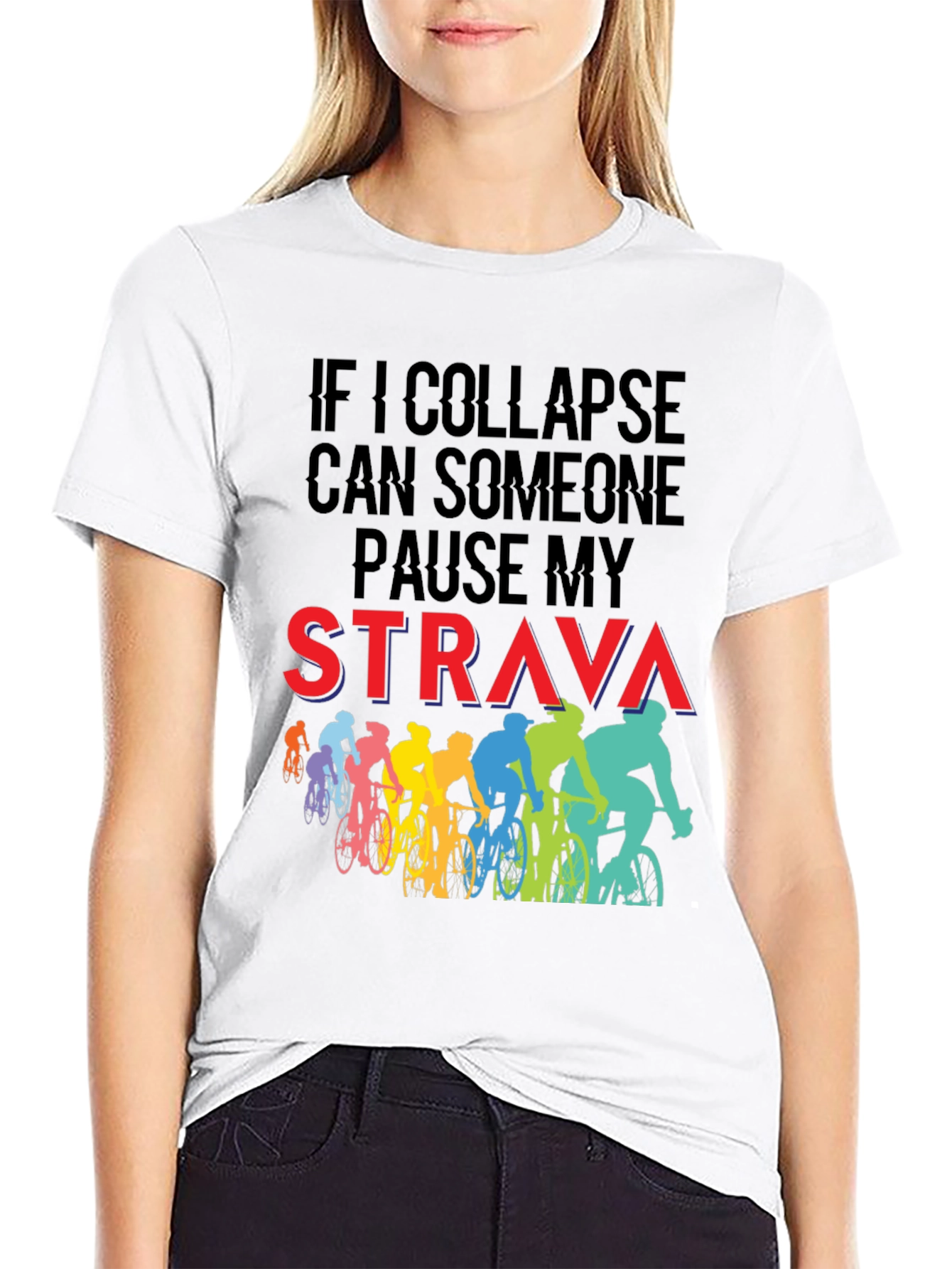 Funny Cycling T-Shirt: If I Collapse Pause Strava