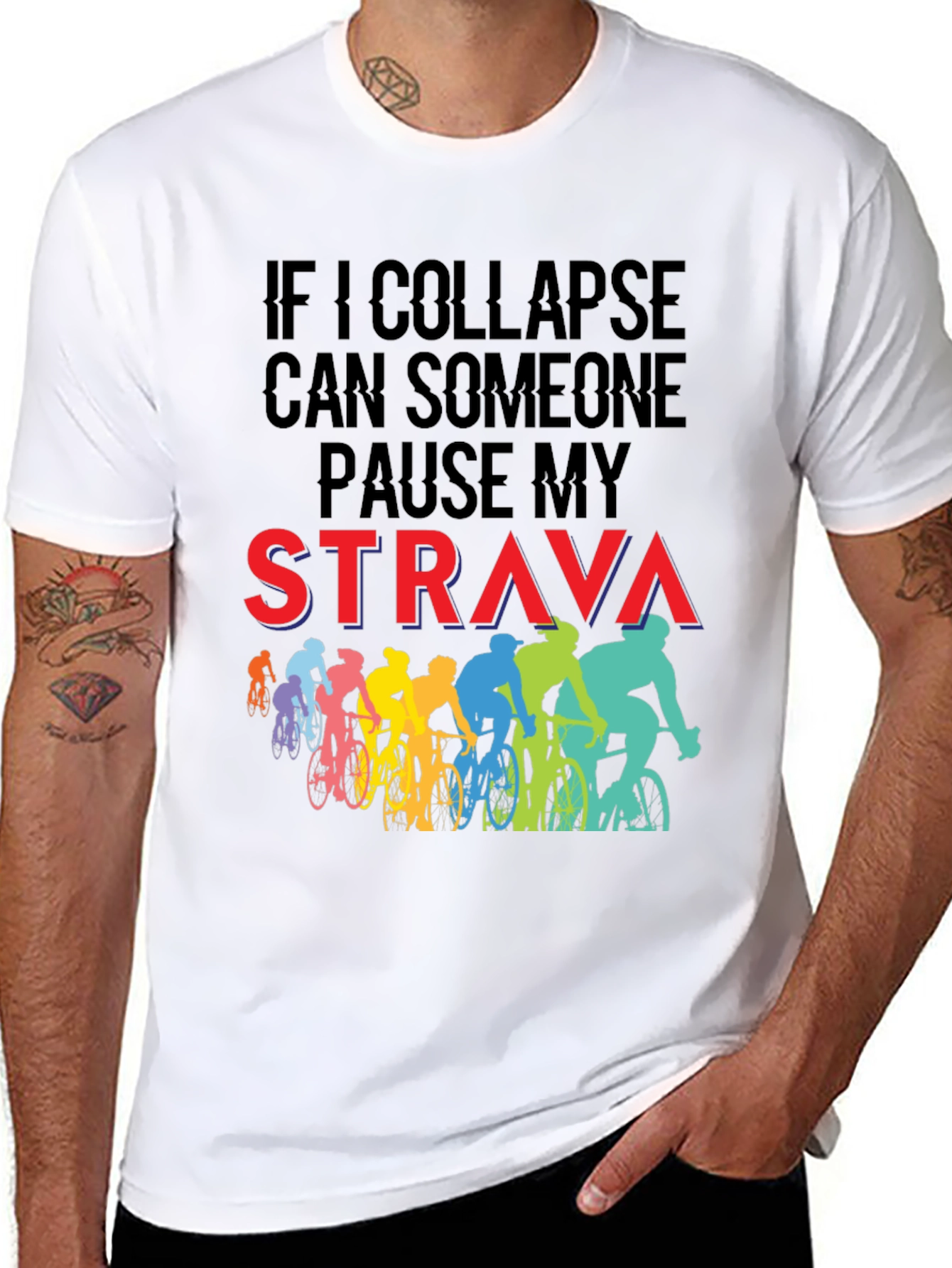 Funny Cycling T-Shirt: If I Collapse Pause Strava