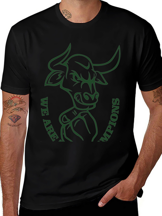 Bull Champions Graphic Tee - Black Cotton T-Shirt
